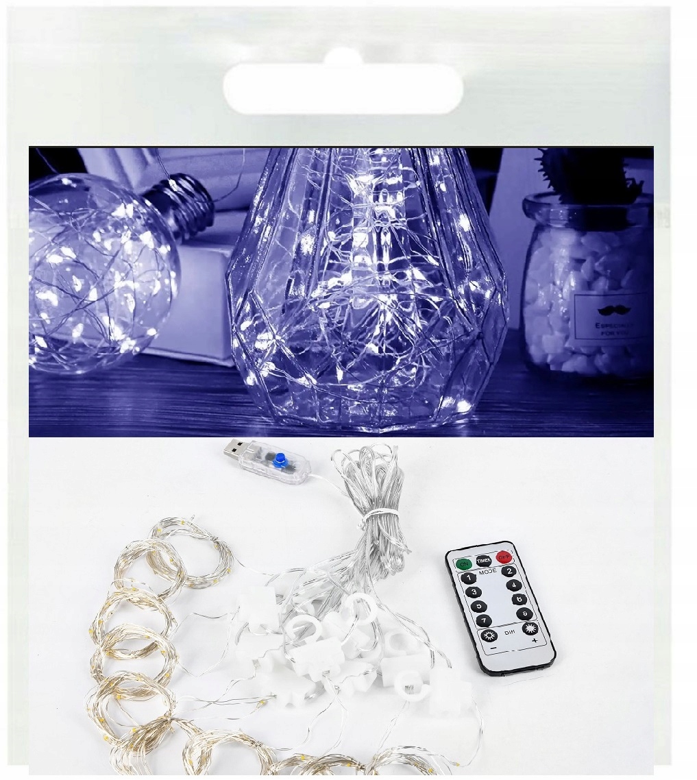 

Lampki wiszące Kurtyna świetlna Led 3x1m Dekoracja