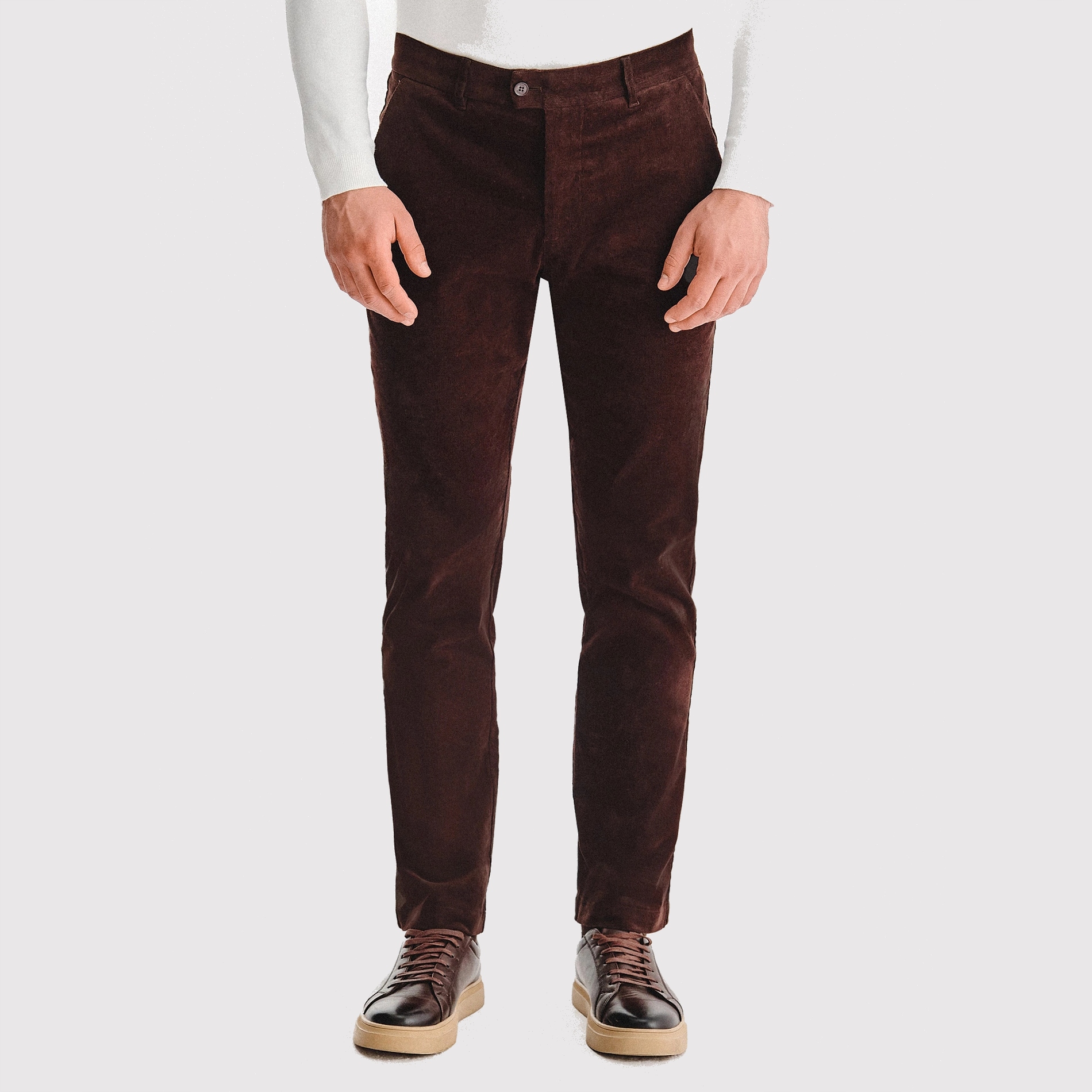 Hnědé pánské bavlněné manšestrové kalhoty Pako Lorente vel 32