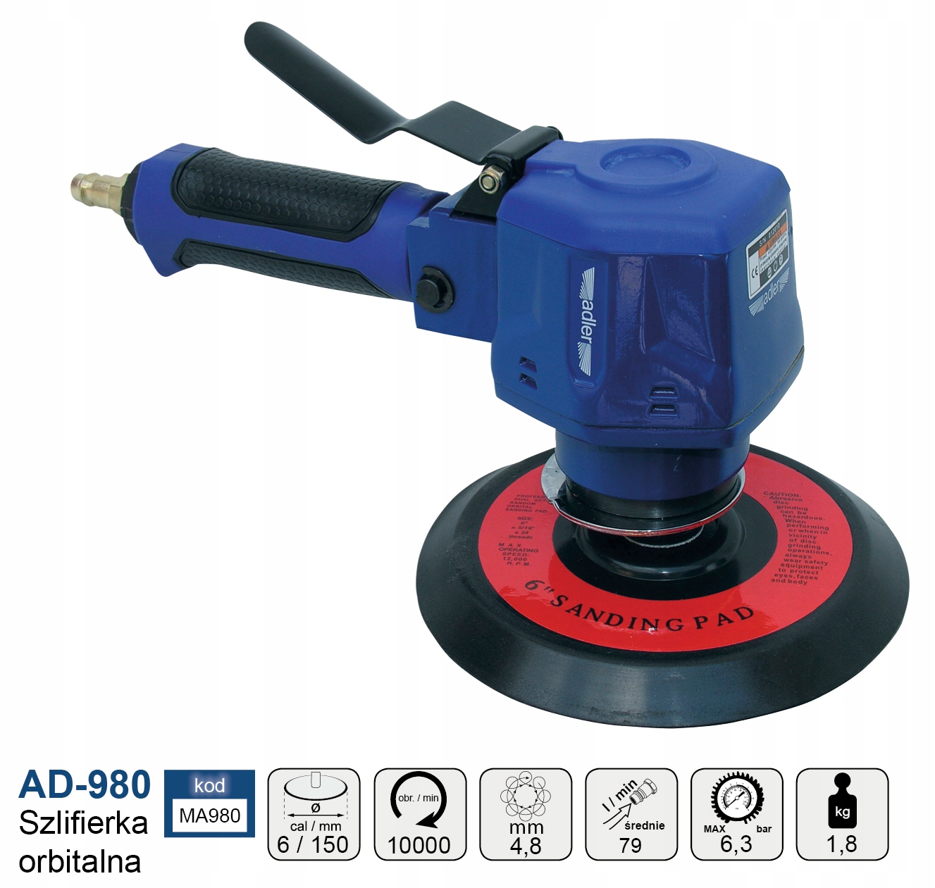 SZLIFIERKA ORBITALNA 6'' -150MM AD-980 EAN (GTIN) 5902557210114
