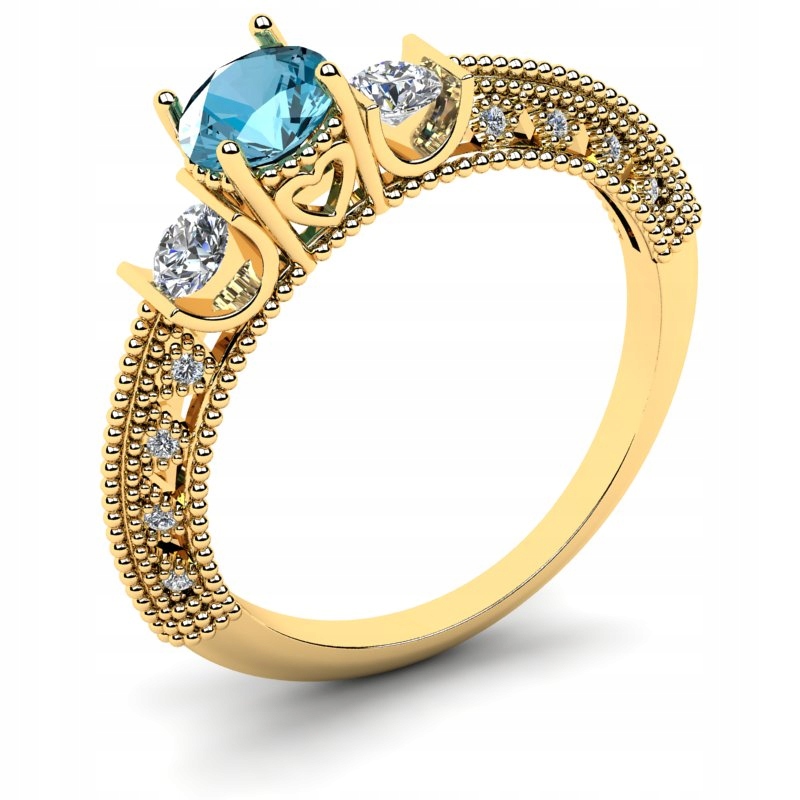 

Pierścionek Złoty Królewski Z Niebieską Cyrkonią