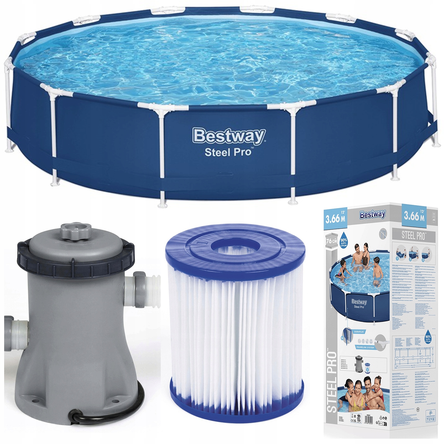 Roštový záhradný bazén Steel Pro 366 x 76 cm s čerpadlom Bestway 56681