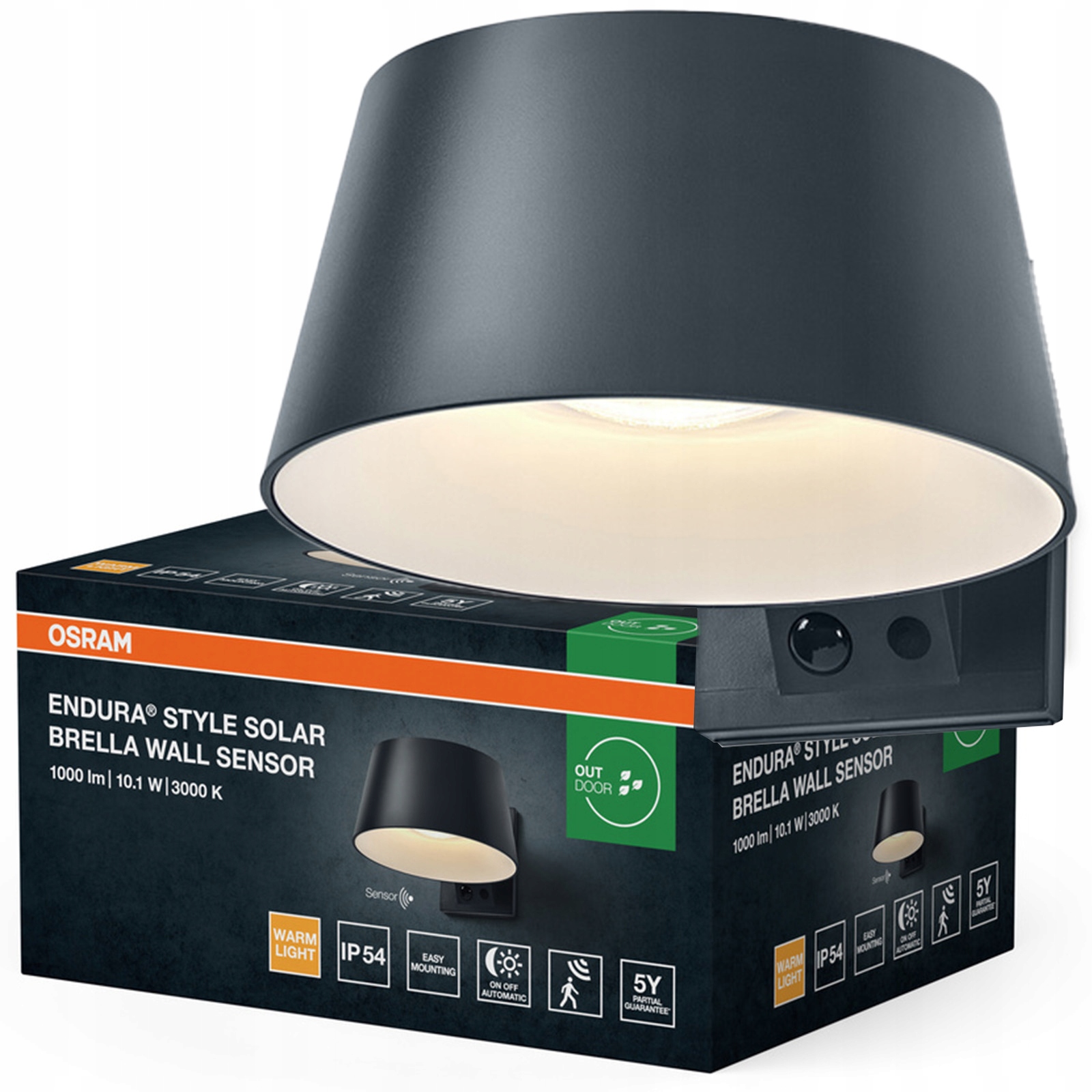Zahradní nástěnné svítidlo Led Fasádní lampa Snímač pohybu 10.1W 3000K Stmívatelná