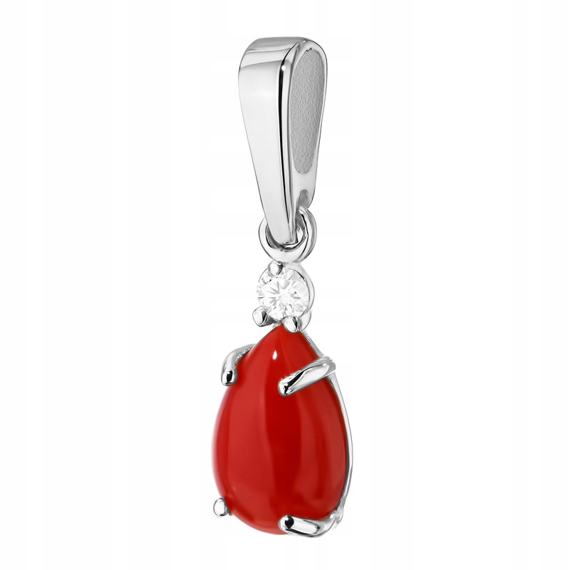 Zlatý Přívěsek Přívěsek pr. 585 s Červeným Korálem a Brilianty 14k