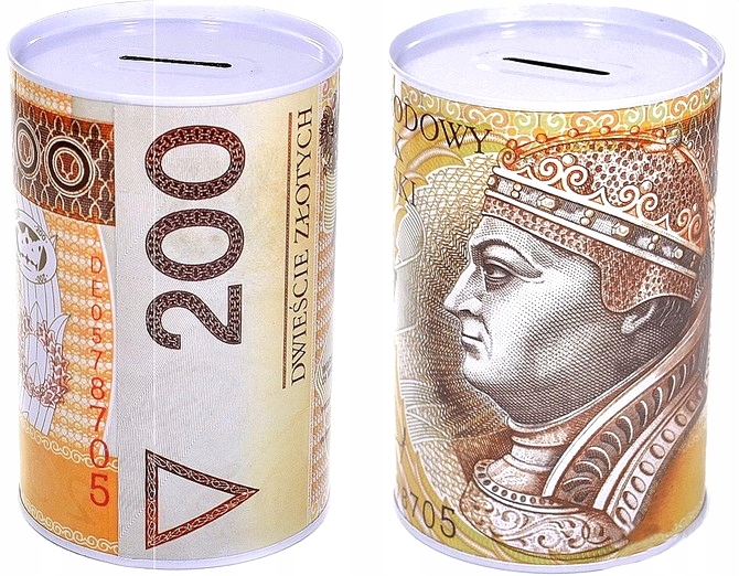 

Skarbonka metalowa puszka banknot pieniądze 1s
