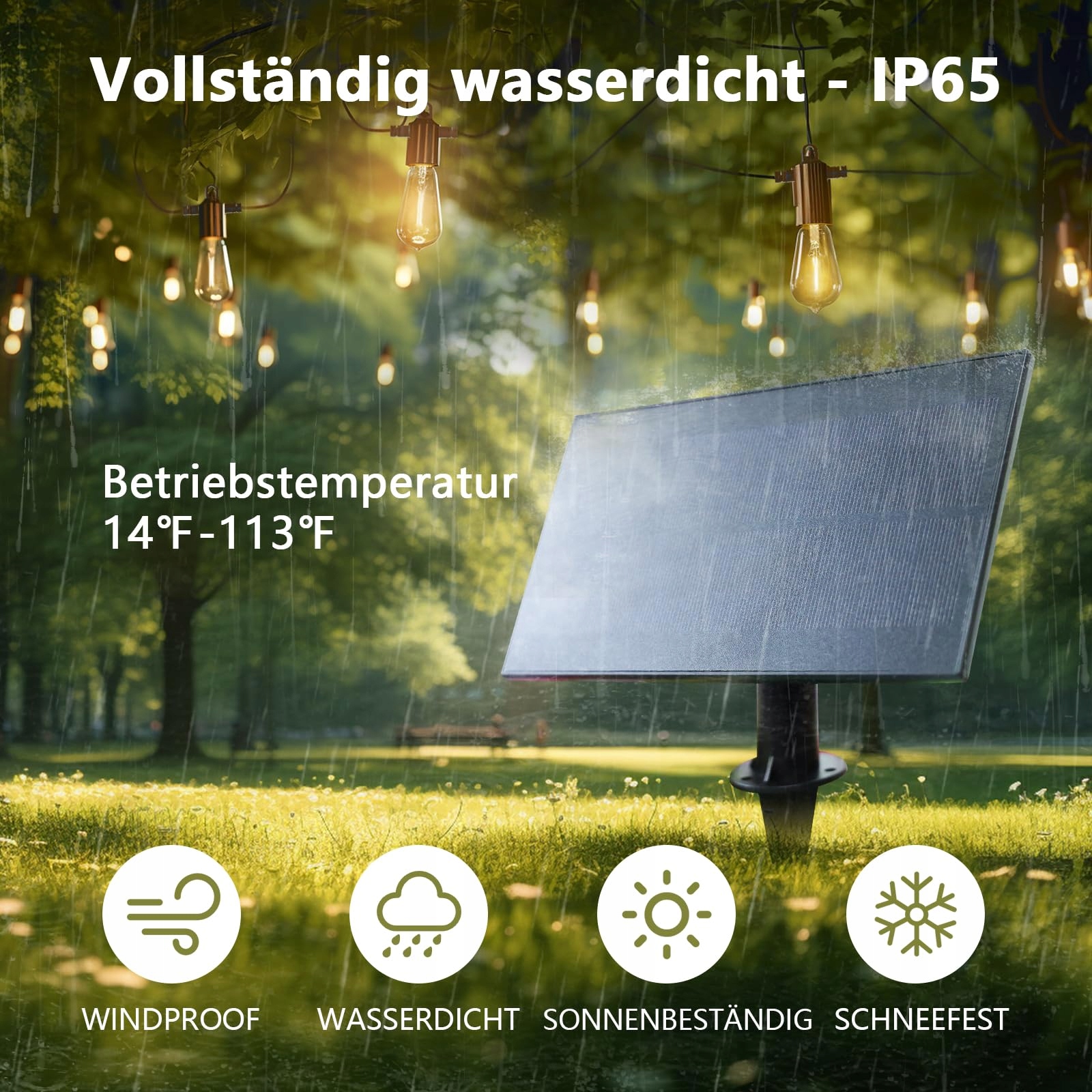 ZOTOYI Solarne Lampki Ogrodowe 15M IP65 24+2 LED Wodoodporne — miniatura 3