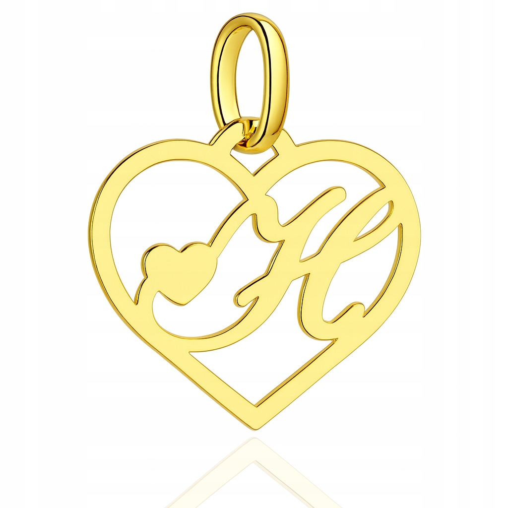 Zlatý Přívěsek Písmeno H V Srdci Au585