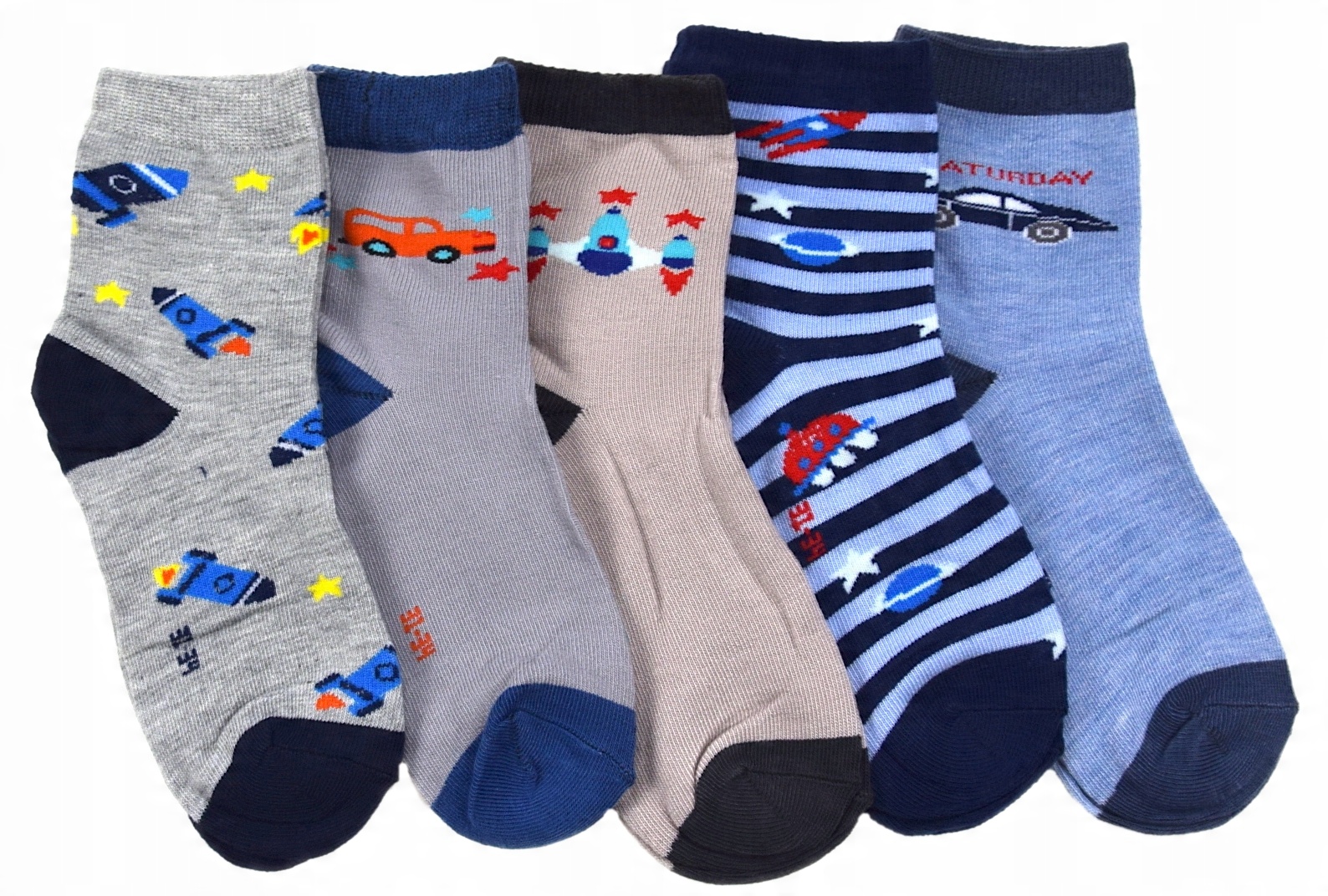 

5-PACK Skarpetki Skarpety Bawełna Pojazdy 22-24