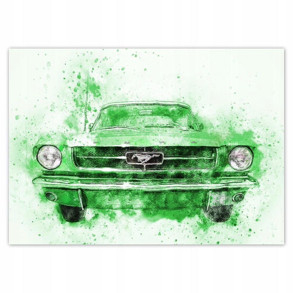 

Plakat 70x50 Zielona akwarela Mustang