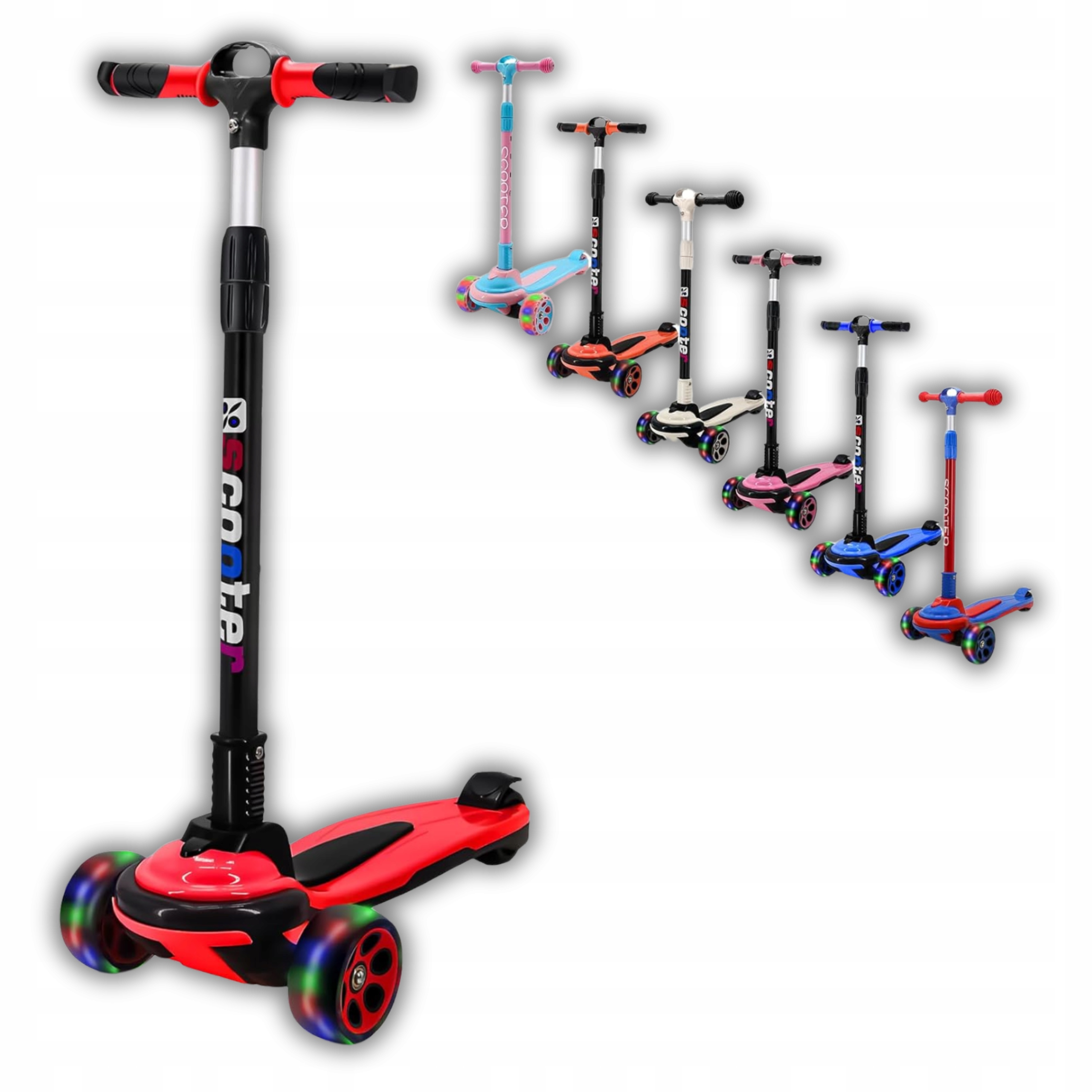 Simeiqi Hulajnoga dla dzieci w wieku od 5+ lat, składana, 3 koła Led