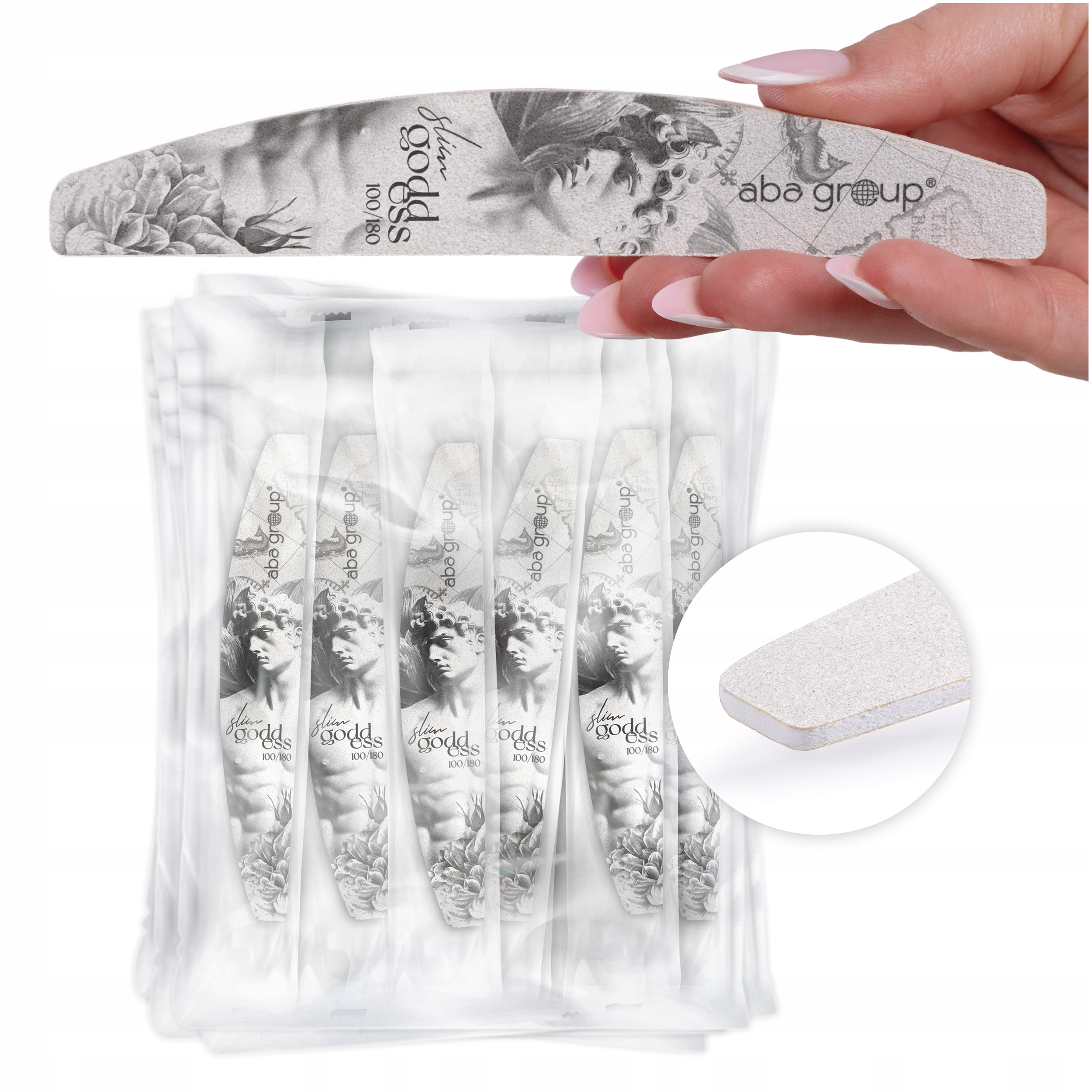 pilník na nehty Loďka 100/180 Slim Fólie Sada 100 Ks Goddess Aba Group