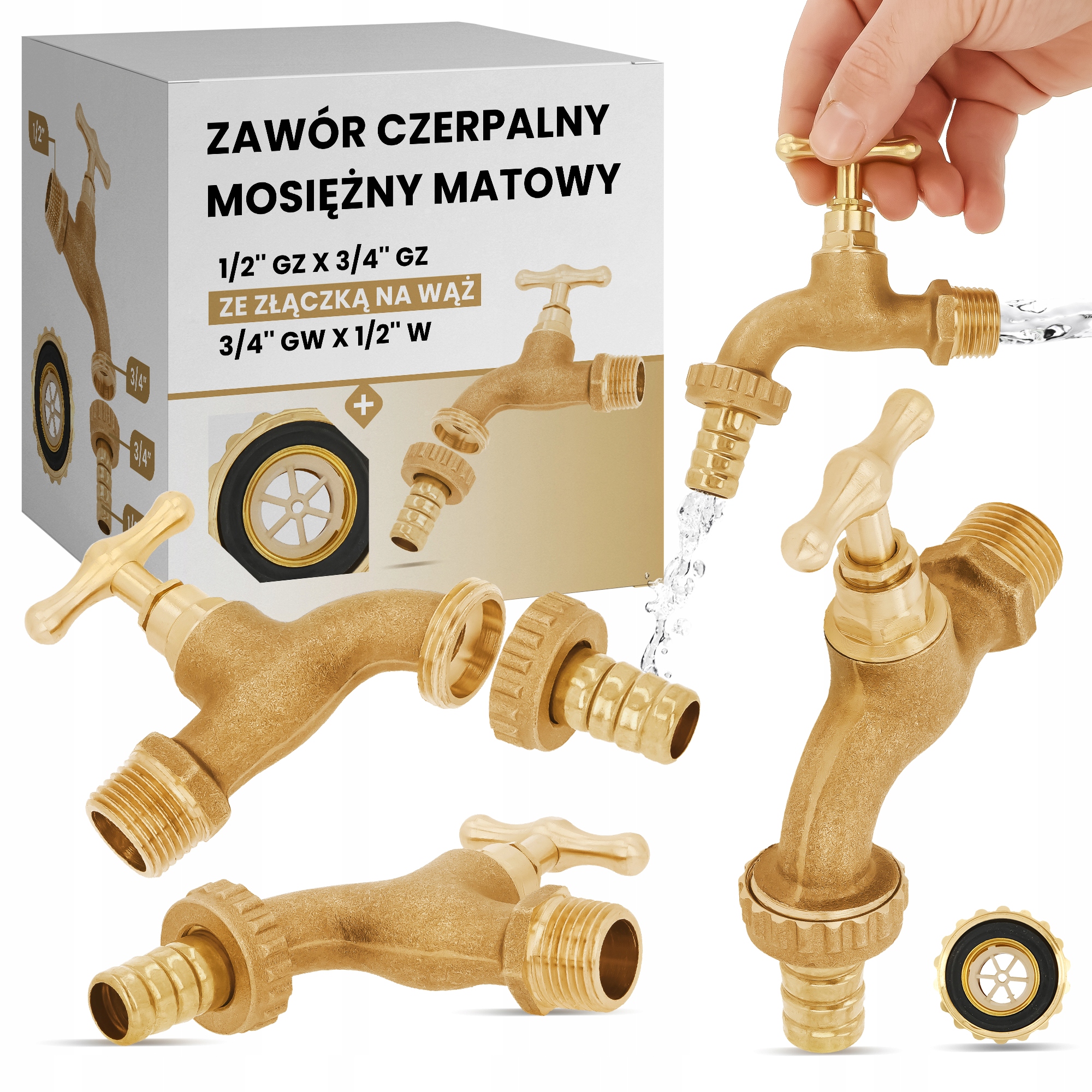 

Kran zawór czerpalny mosiężny 1/2'' szybkozłączka