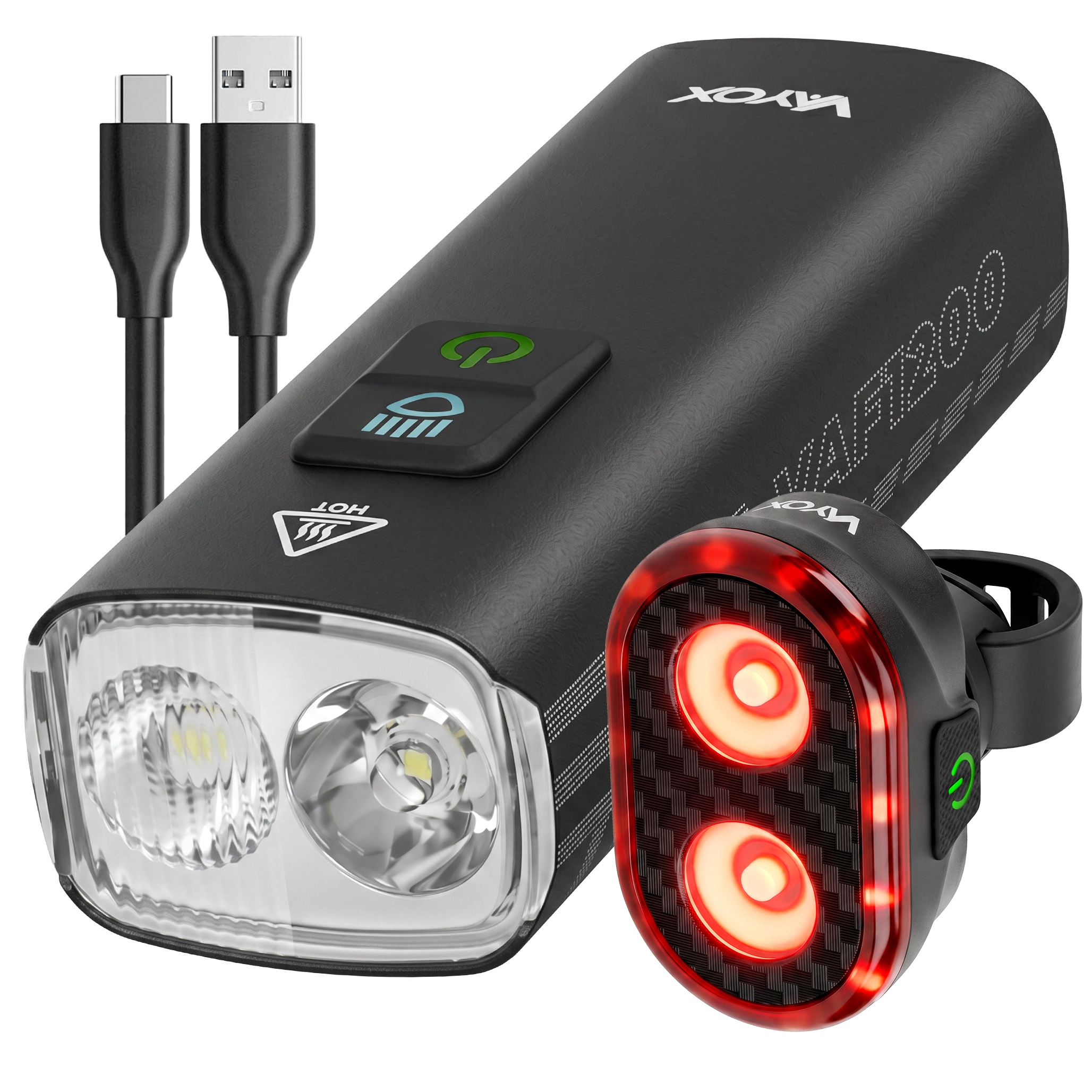 Přední Akuku Světlo Na Kolo Usb-c, Sada 1200 lm Vayox