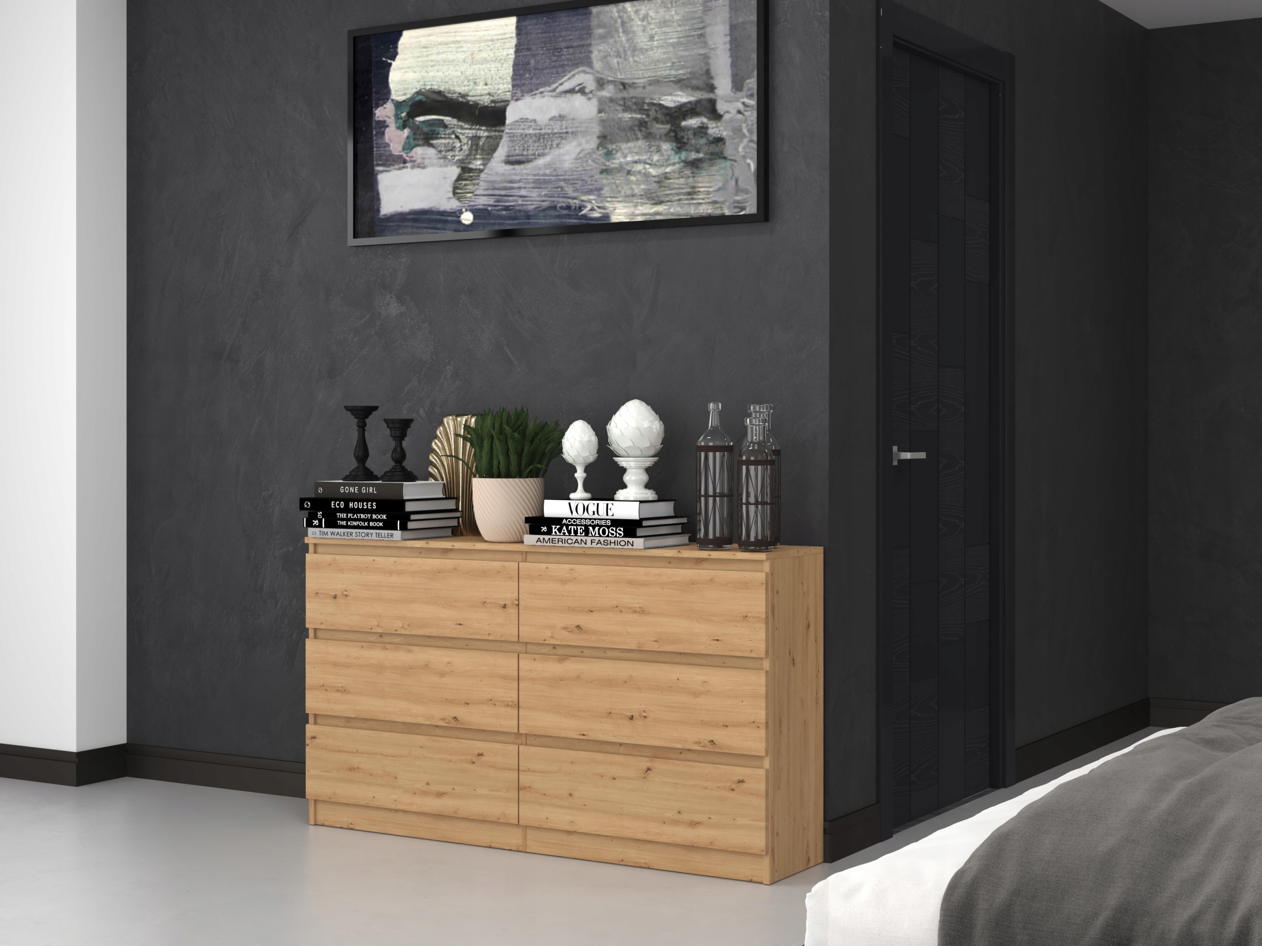 DUŻA KOMODA MALWA M6 140CM 6 SZUFLAD DĄB ARTISAN Kod producenta 84