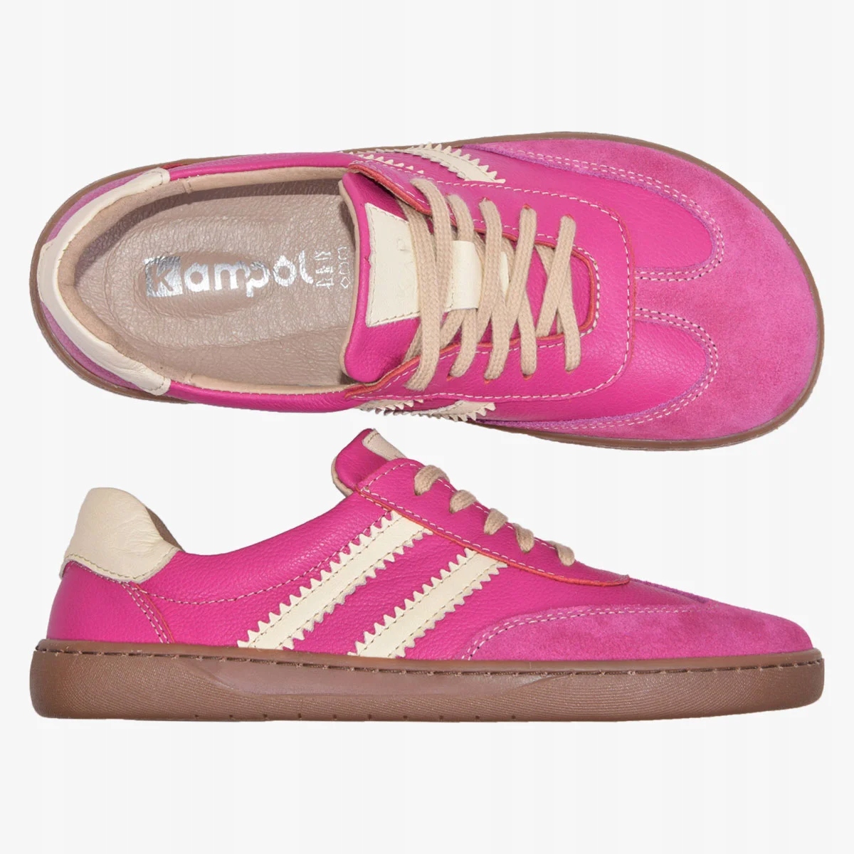 Buty Damskie Barefoot Skórzane Minimalistyczne Szerokie Fuksja Kampol 38