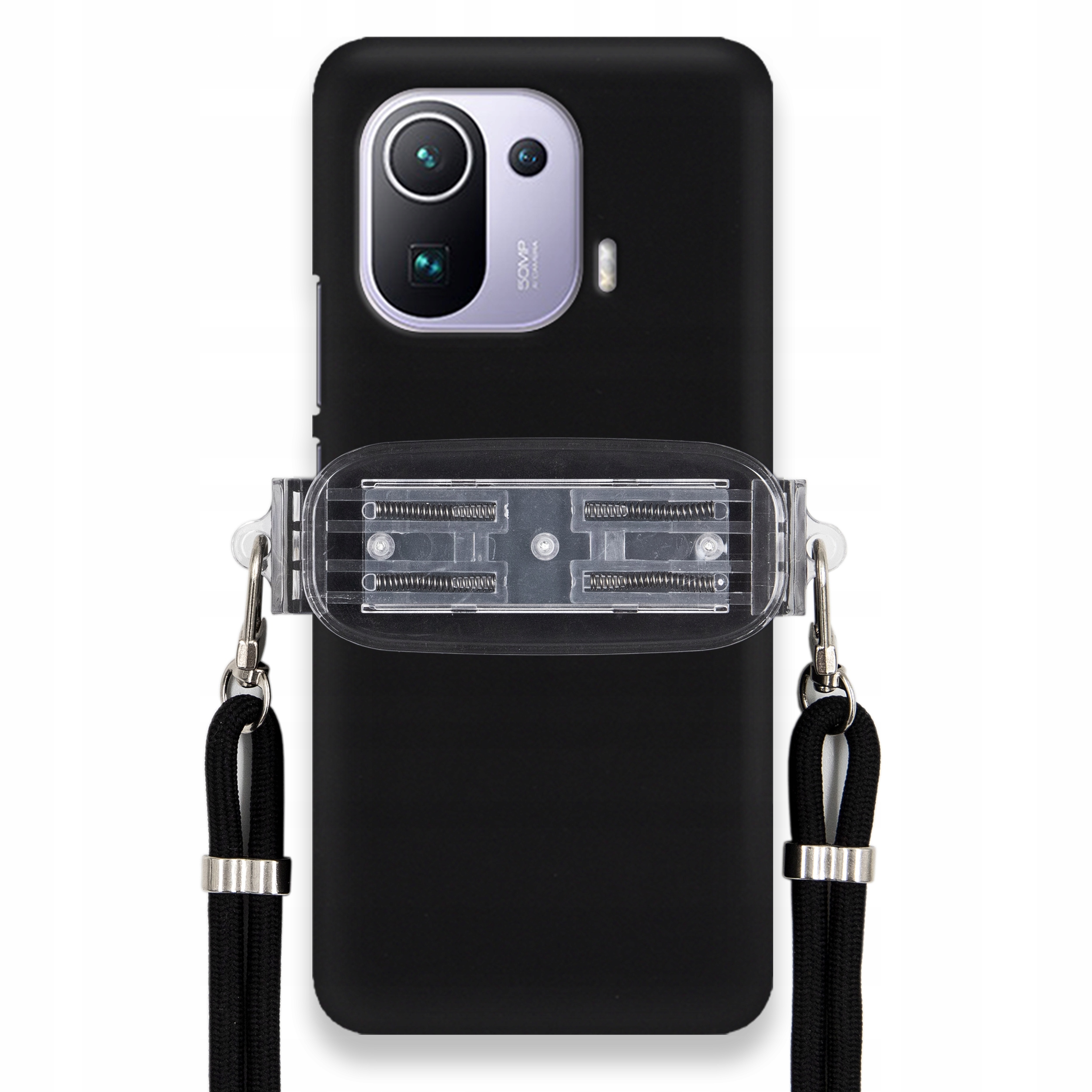 Puzdro Pre Xiaomi MI 11 Pro Mat Čierne Puzdro Univerzálny Držiak Čierna Šnúrka