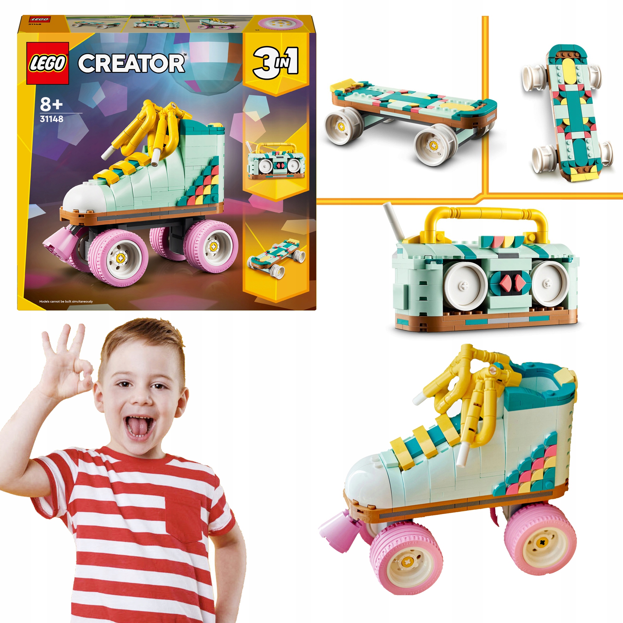 LEGO CREATOR 3W1 WROTKA DESKOROLKA RUCHOME KOŁA RADIO ZESTAW KREATYWNY HIT