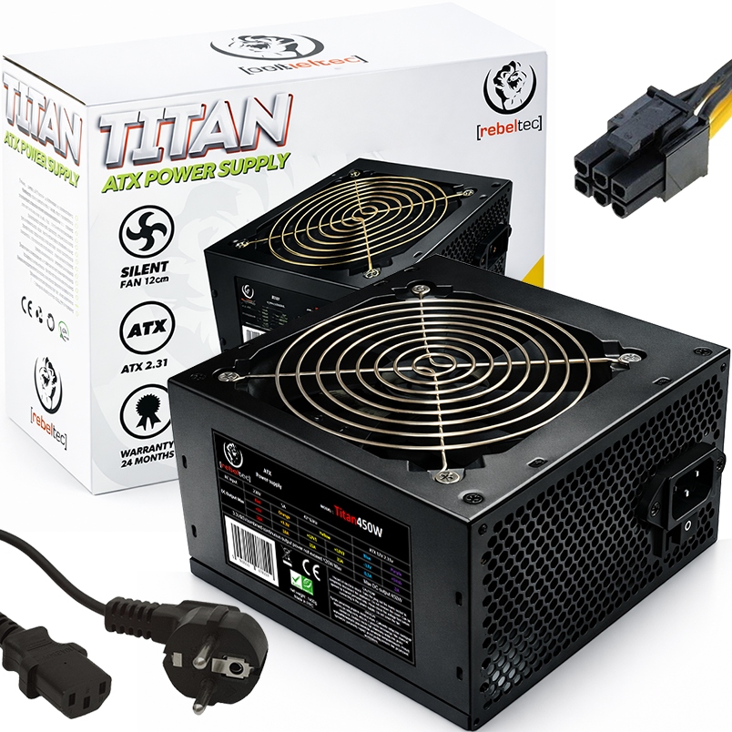 Počítačový zdroj 450W Atx Pci-e 6-pin 120 mm Ultra Silent A-pfc kabel