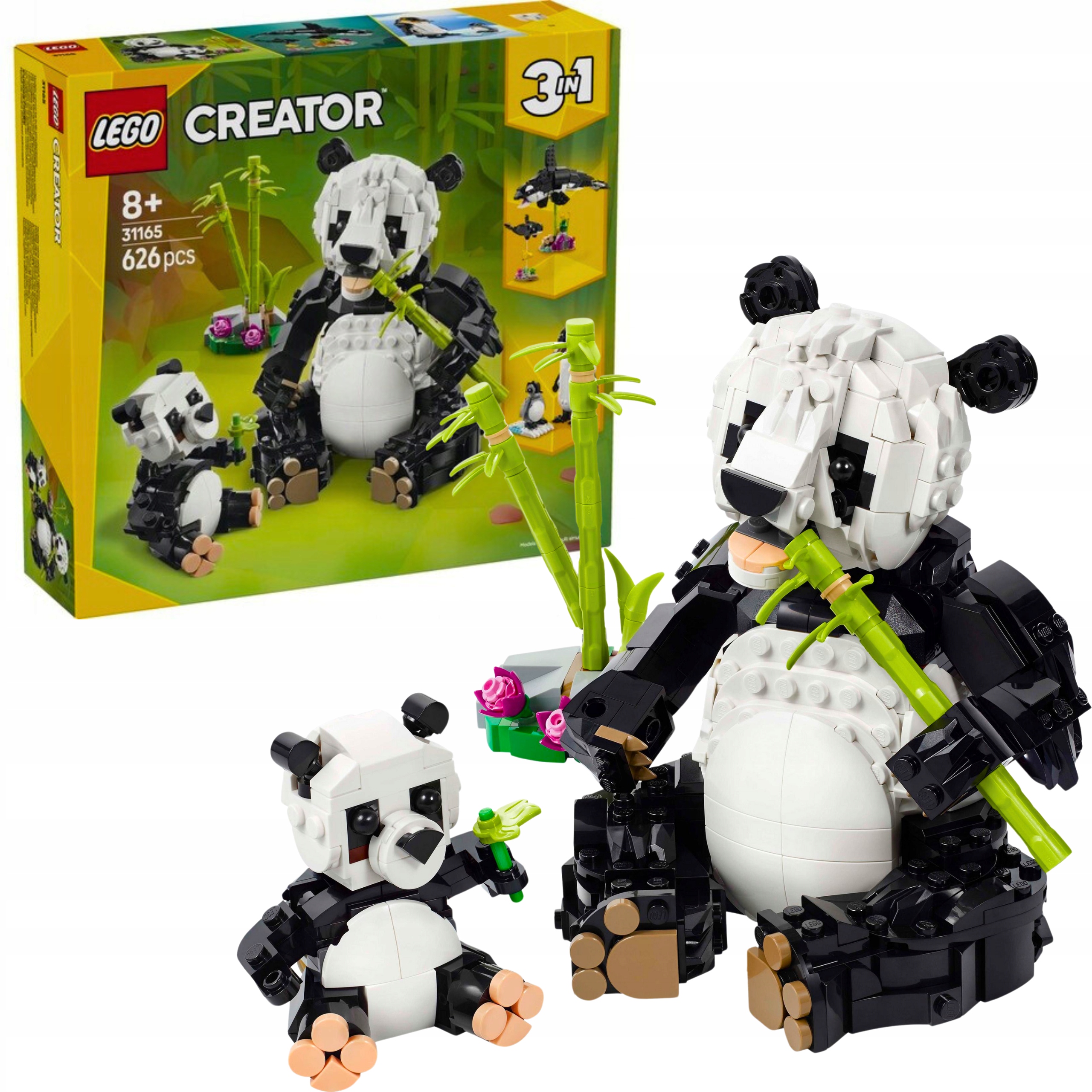 LEGO CREATOR 3w1 DZIKIE ZWIERZĘTA RODZINA PAND 31165 PANDA - ORKA