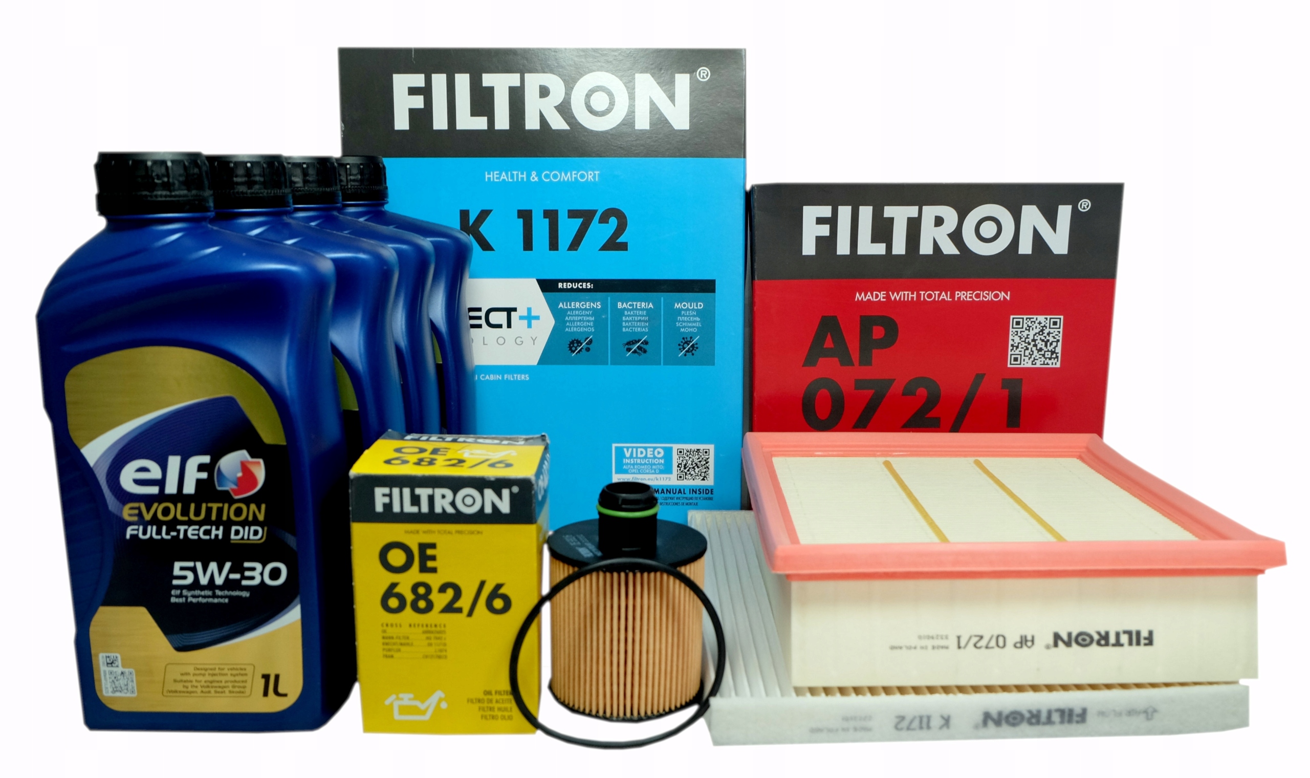 3x filtr Filtron (oe 682/6) olej 5W30 Elf Opel Corsa E 1.3 75 95 Cdti 14-