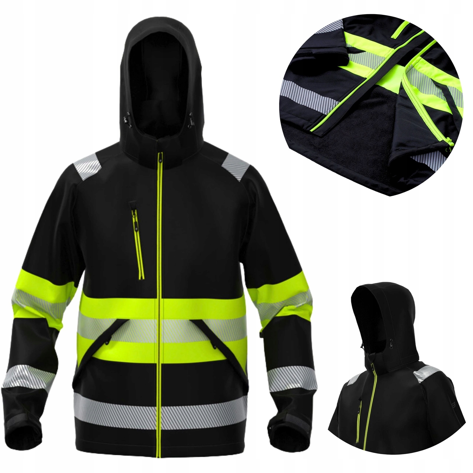 Kurtka robocza odblaskowa Softshell BoSafety Valencia C1 czarno żółta -XL