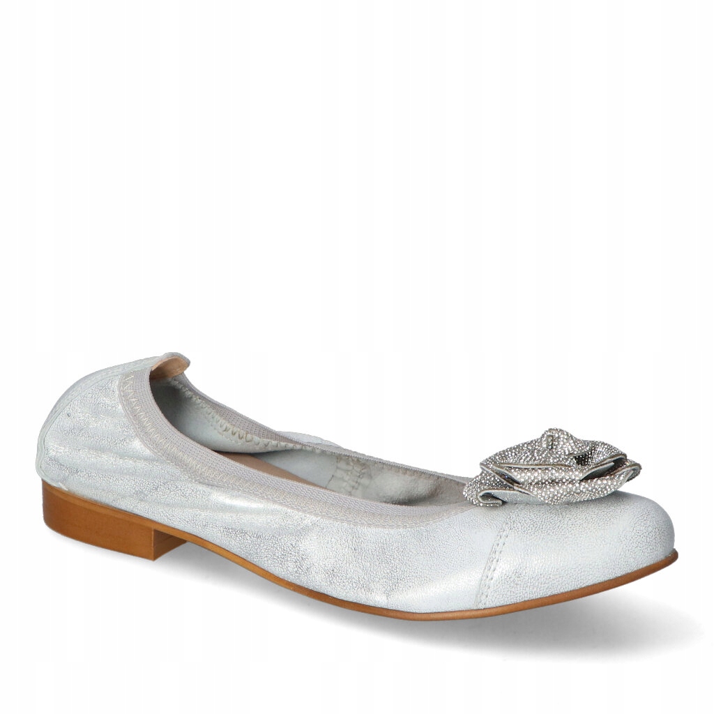 Dámské baleríny Gamis Stříbrné Lico Kožené s ozdobou 35