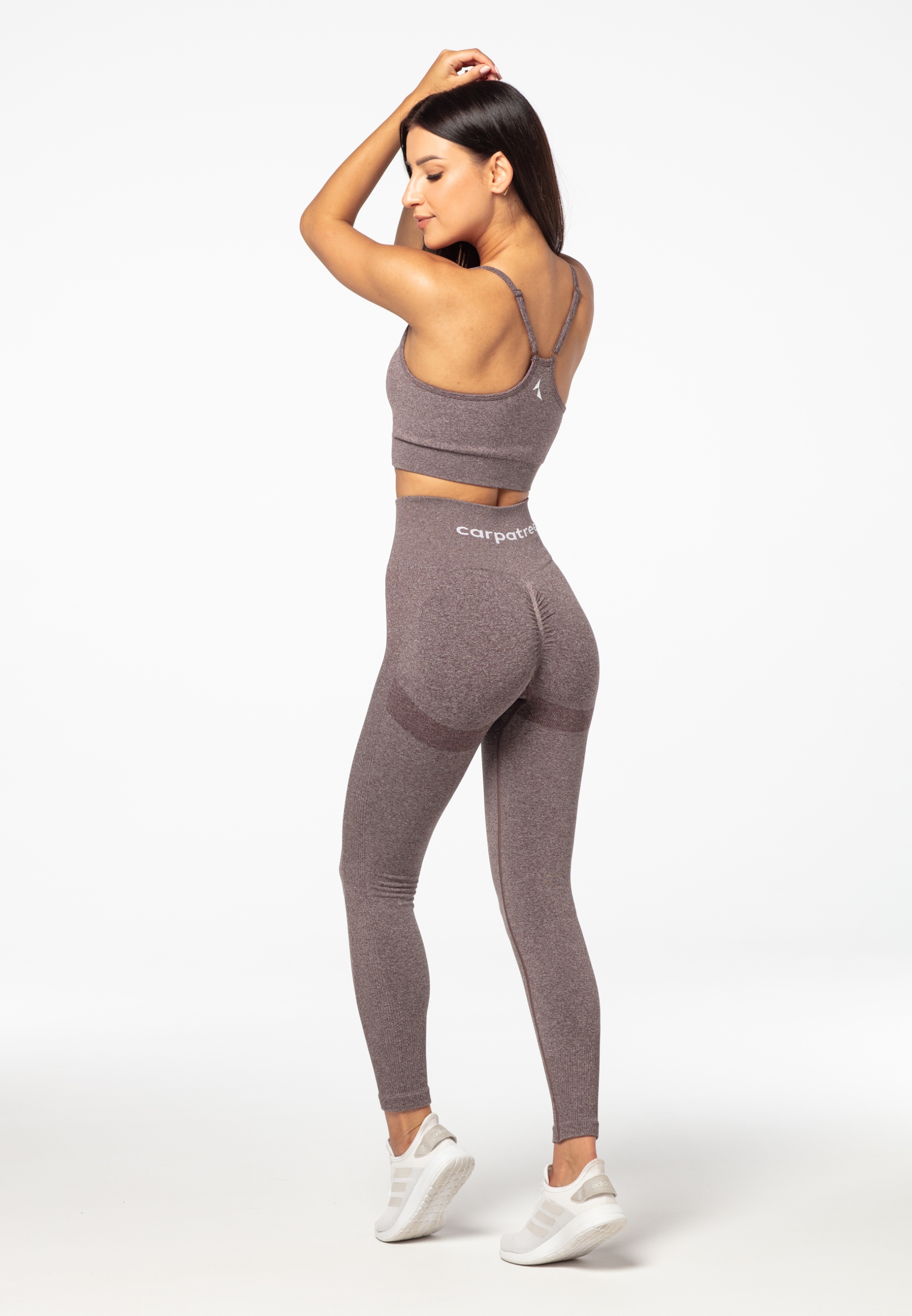 LEGGINSY BRĄZOWE BEZSZWOWE FITNESS SPORTOWE CARPATREE PUSH UP - M