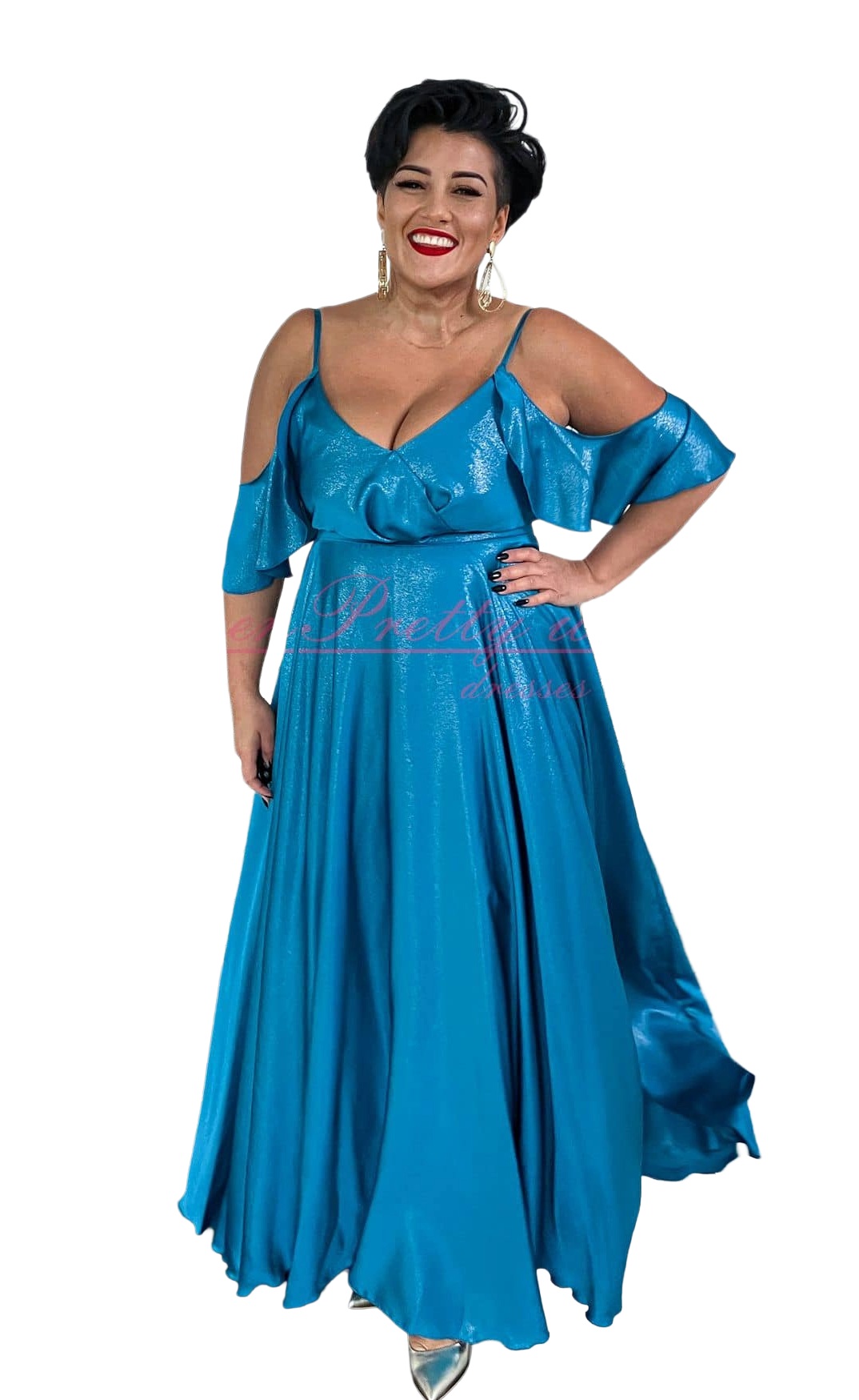 Molly Maxi Tyrkysová Rozkládací šaty na svatební hostinu XL