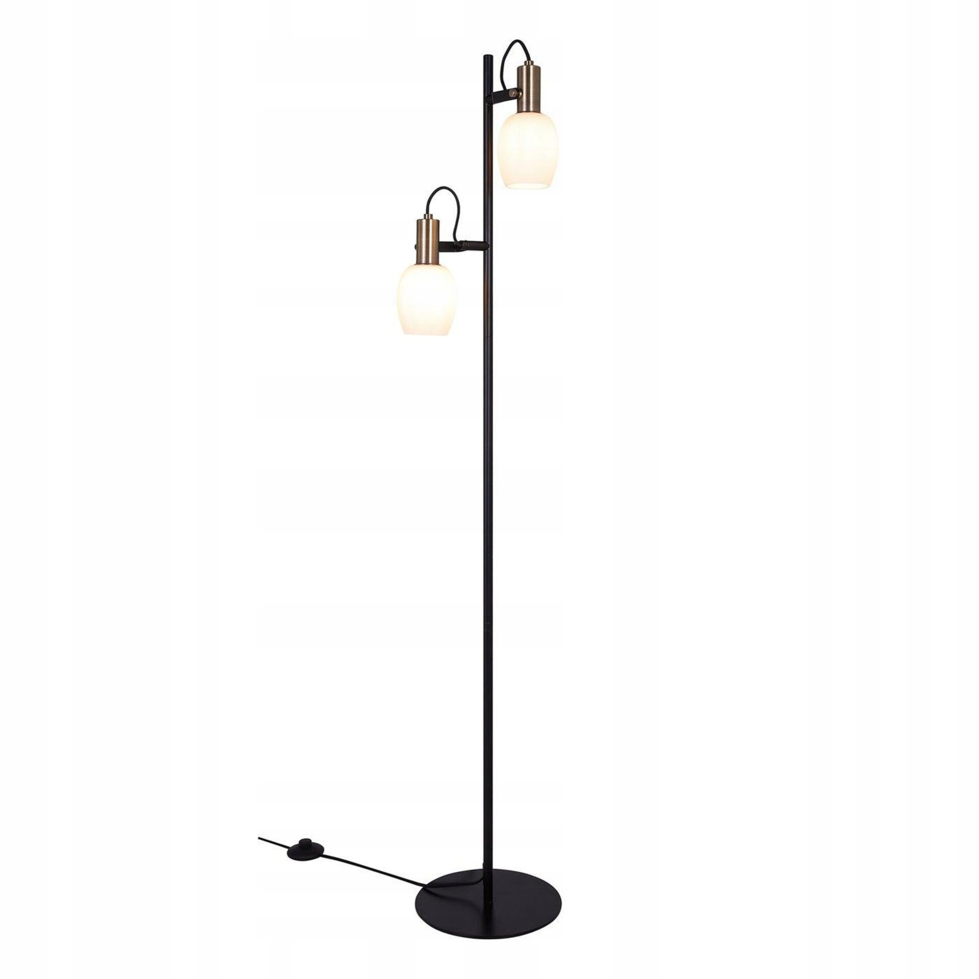 Stojacia lampa Nordlux Arild čierna, sklo mosadz, nastaviteľná hlavica, E14, 1