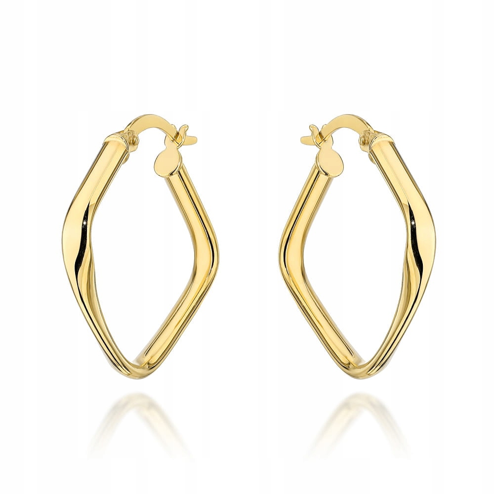 Zlaté náušnice 585 Čtvercová kolečka stáčená bez kamenů 1.78 g Lesklá