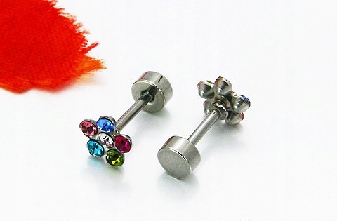 

Kolczyki stal kwiatki srebrne kolorowe cyrkonie %