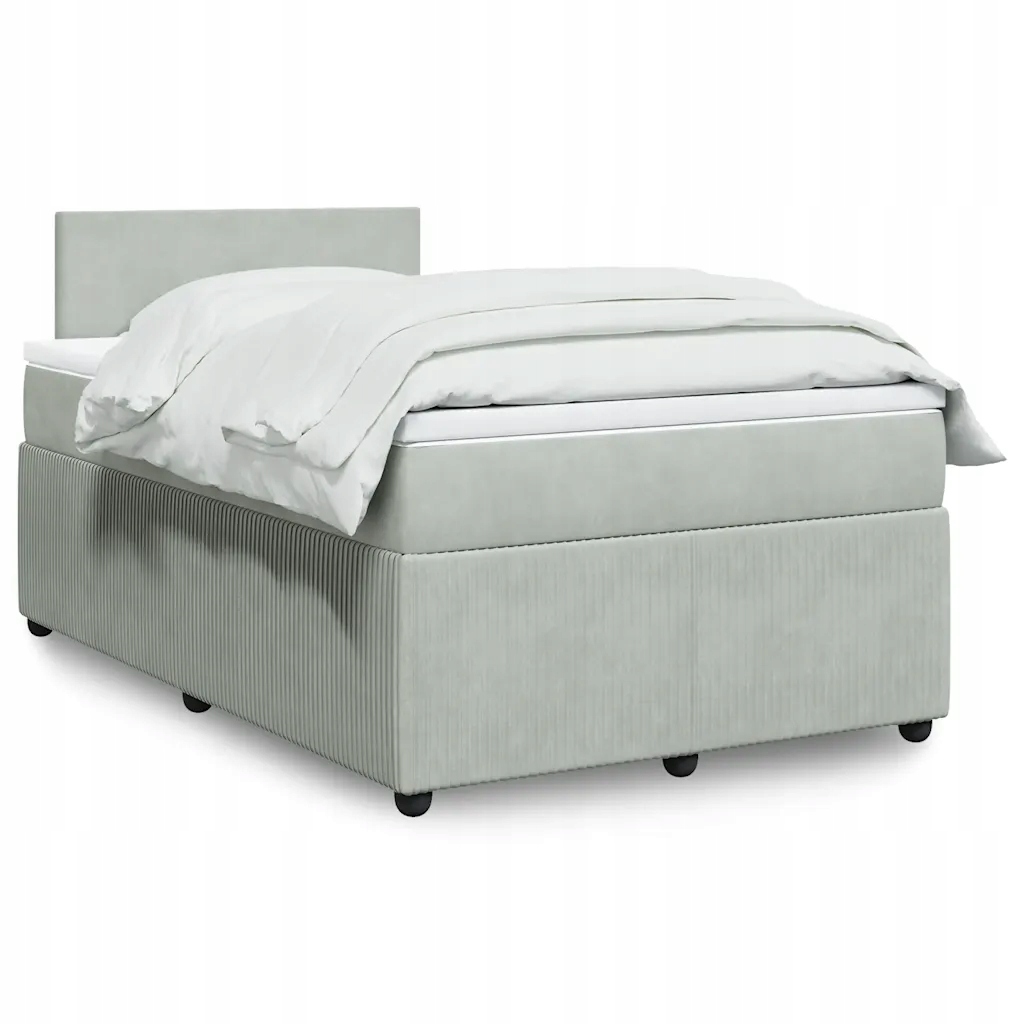 Box spring postel s matrací světle šedá 120 x 200 cm samet Šedá 3290004