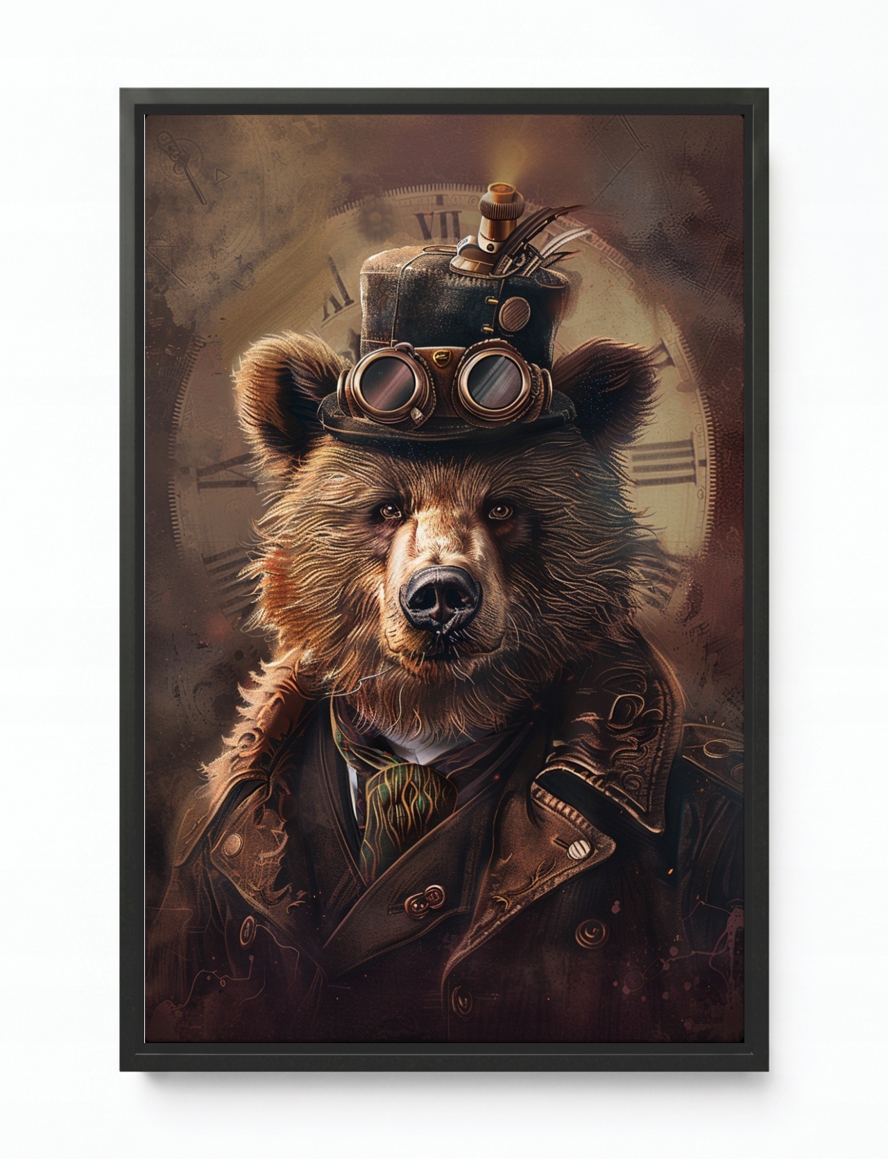 Obraz Rám Americký Box Portrét Medvěd Medvídek Steampunk Industrial 40x60