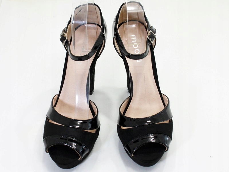 CZARNE CUDO SANDAŁY SZPILKI PLATFORMA SG 39 Długość wkładki 25 cm