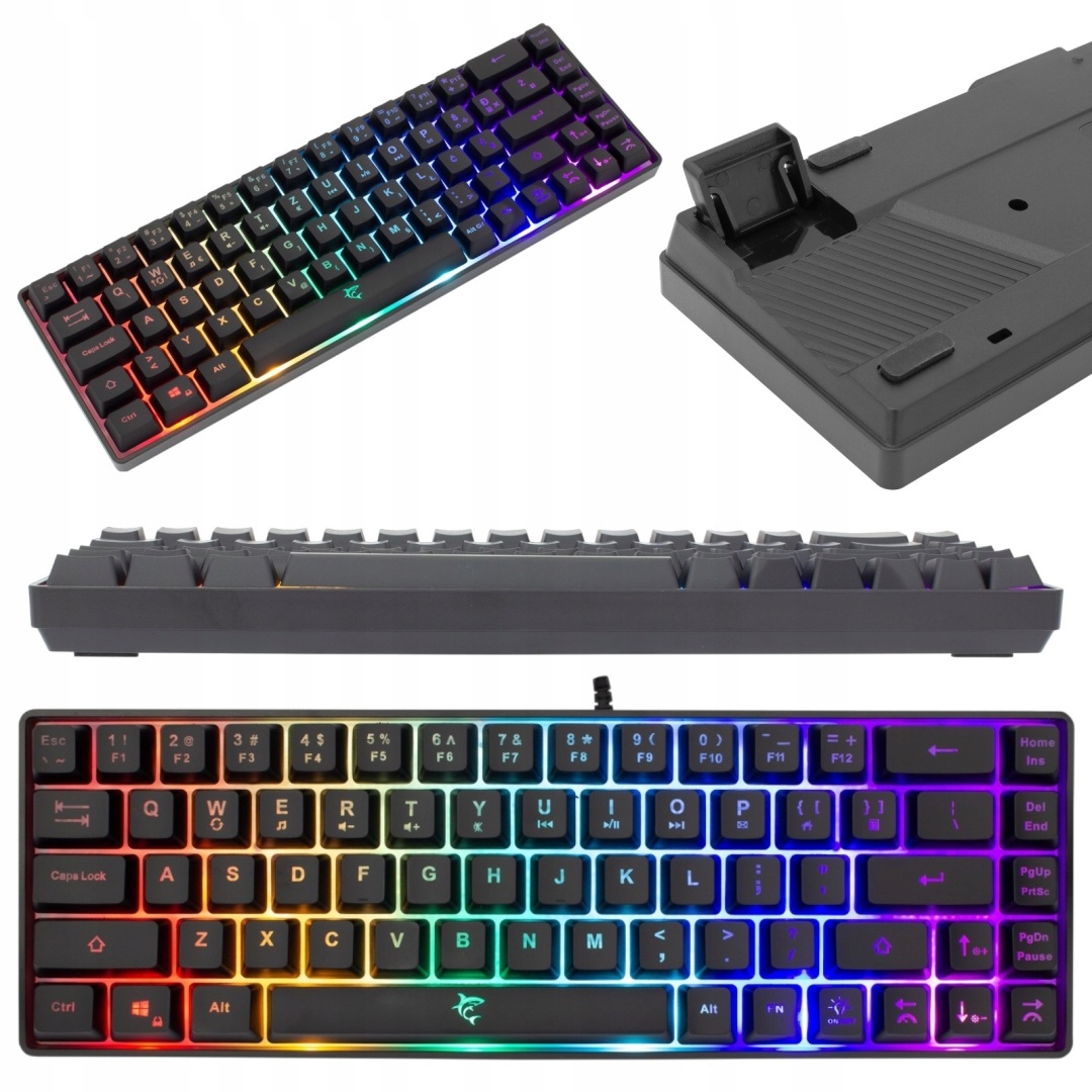 KLAWIATURA GAMINGOWA MEMBRANOWA 60 % podświetlana RGB LED MAŁA PRZEWODOWA