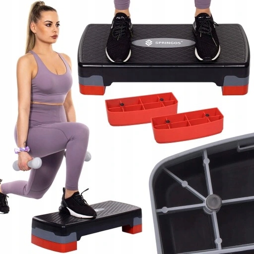 STEP do ćwiczeń fitness AEROBIKU 2 stopnie STEPPER modułowy PODEST powłoka Długość 68 cm