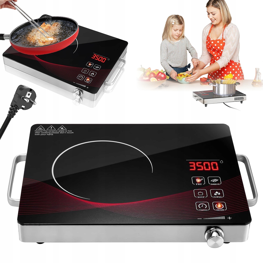 Płyta Indukcyjna Kuchenka Elektryczna Stal Nierdzewna 4 Tryby Gotowania