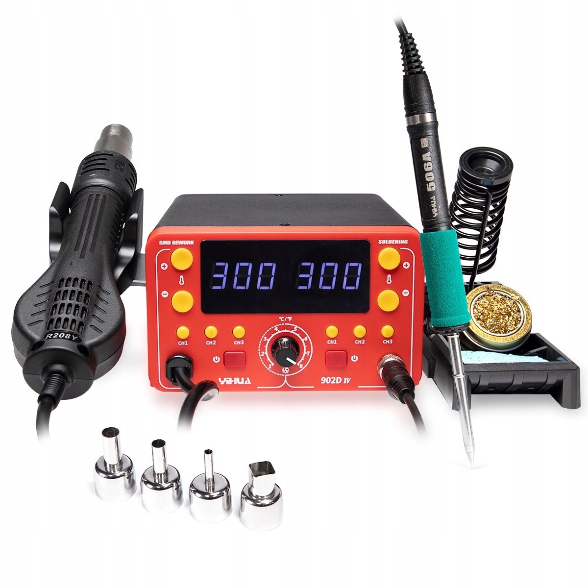 Pájecí stanice Yihua 902D-IV 2v1 775W hrotová T12 hot air s pamětí