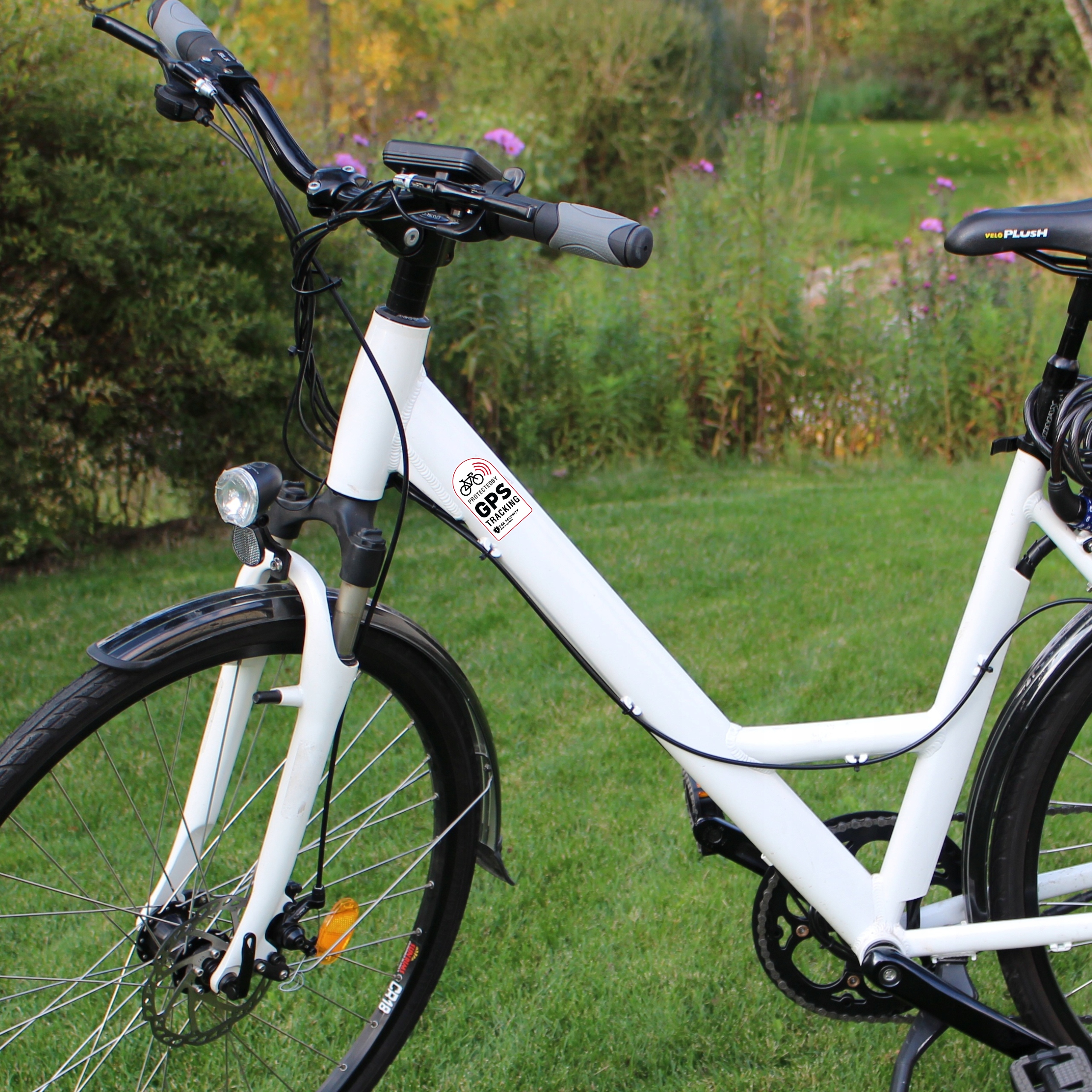 10x NAKLEJKA NA ROWER RAMĘ ROWERU GPS TRACKING OSTRZEGAWCZA ZABEZPIECZENIE Szerokość 30 mm