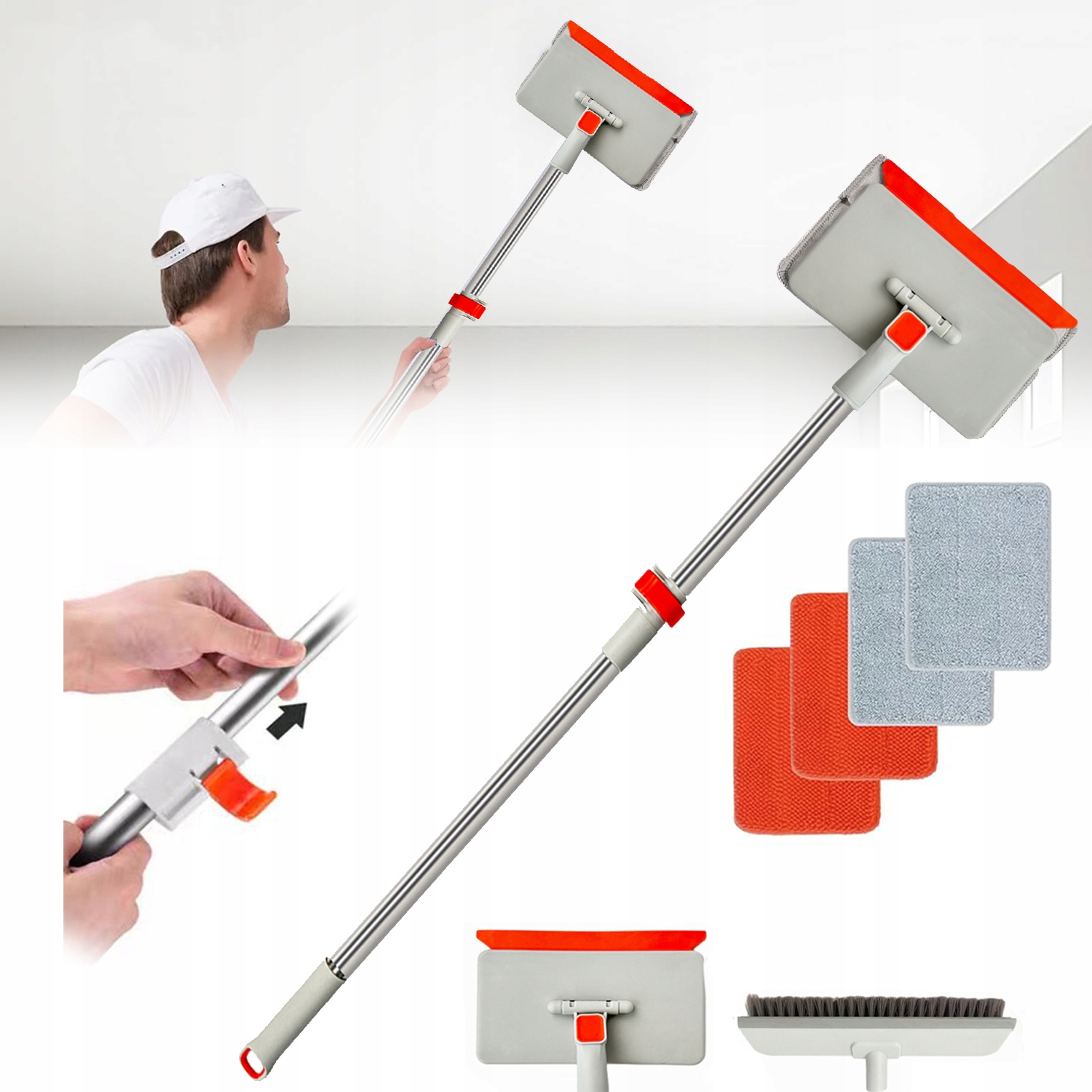 Levně Do Mycia Sufitów Teleskopowya Mop Myjka Do Okien Szyb Z Ściągaczka+Szczotka