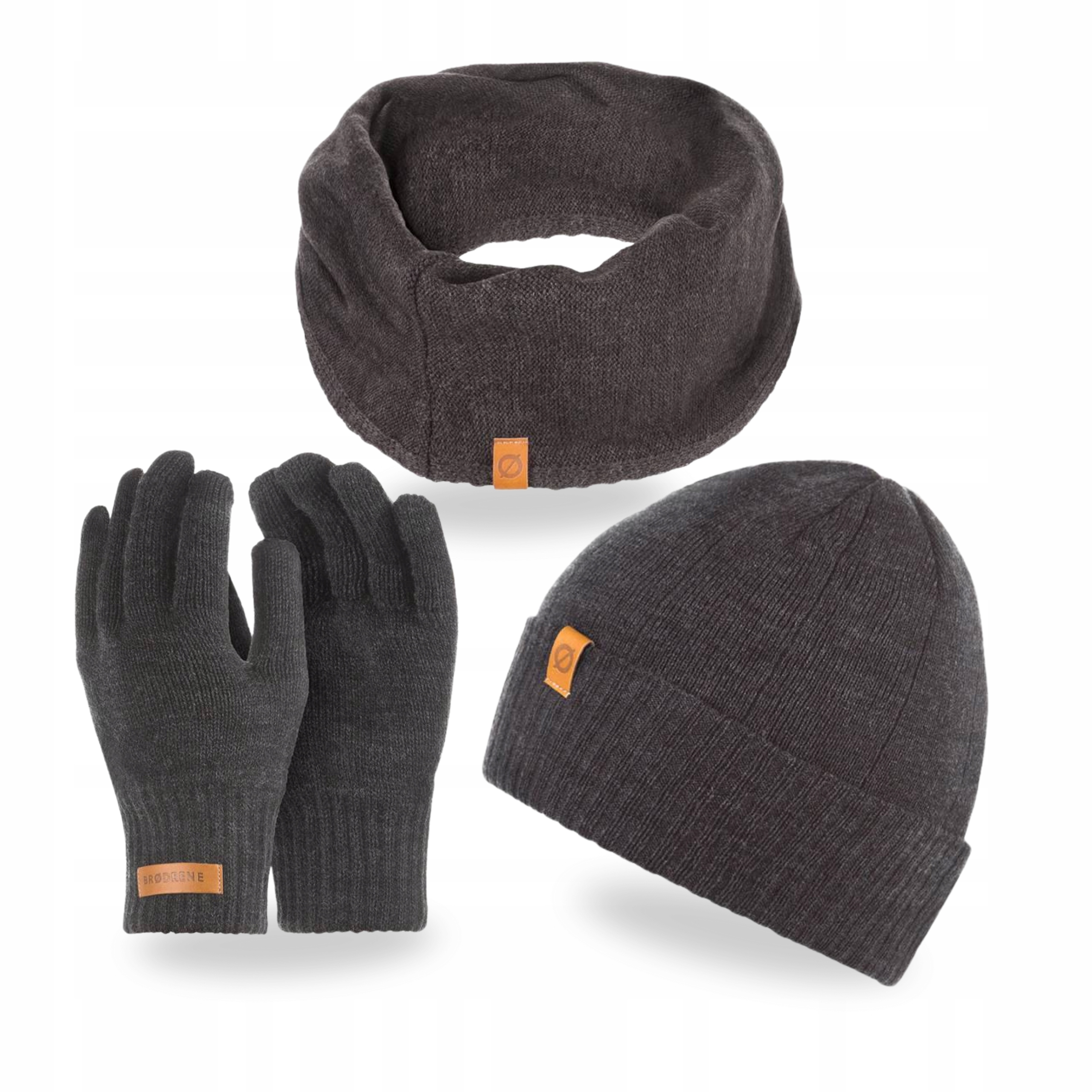 Pánská sada Čepice Nákrčník Zavinovací Dotykové rukavice Brodrene Tmavě šedá