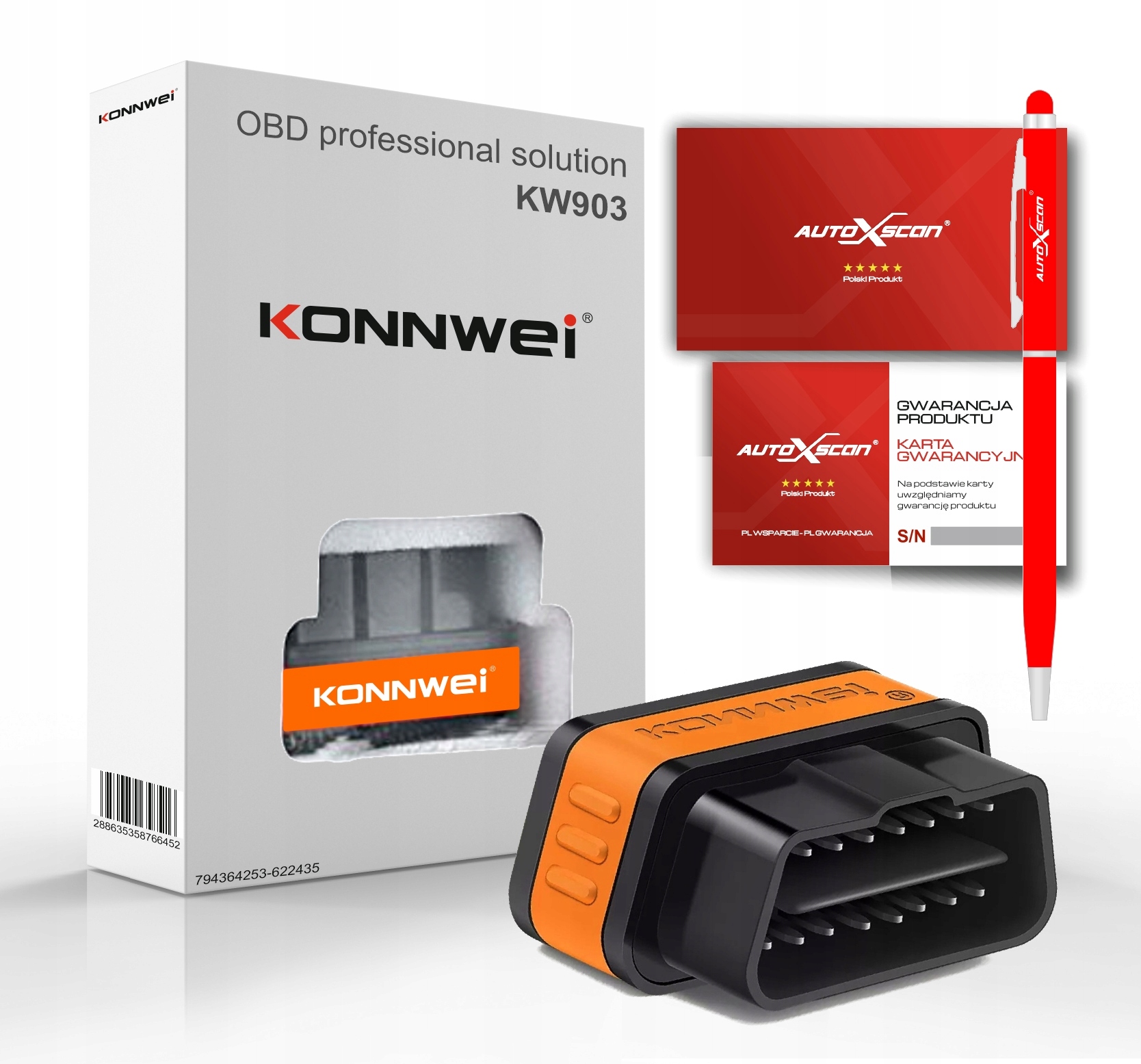 Interfejs DIAGNOSTYCZNY BLUETOTH KW903 OBD2 POLSKI