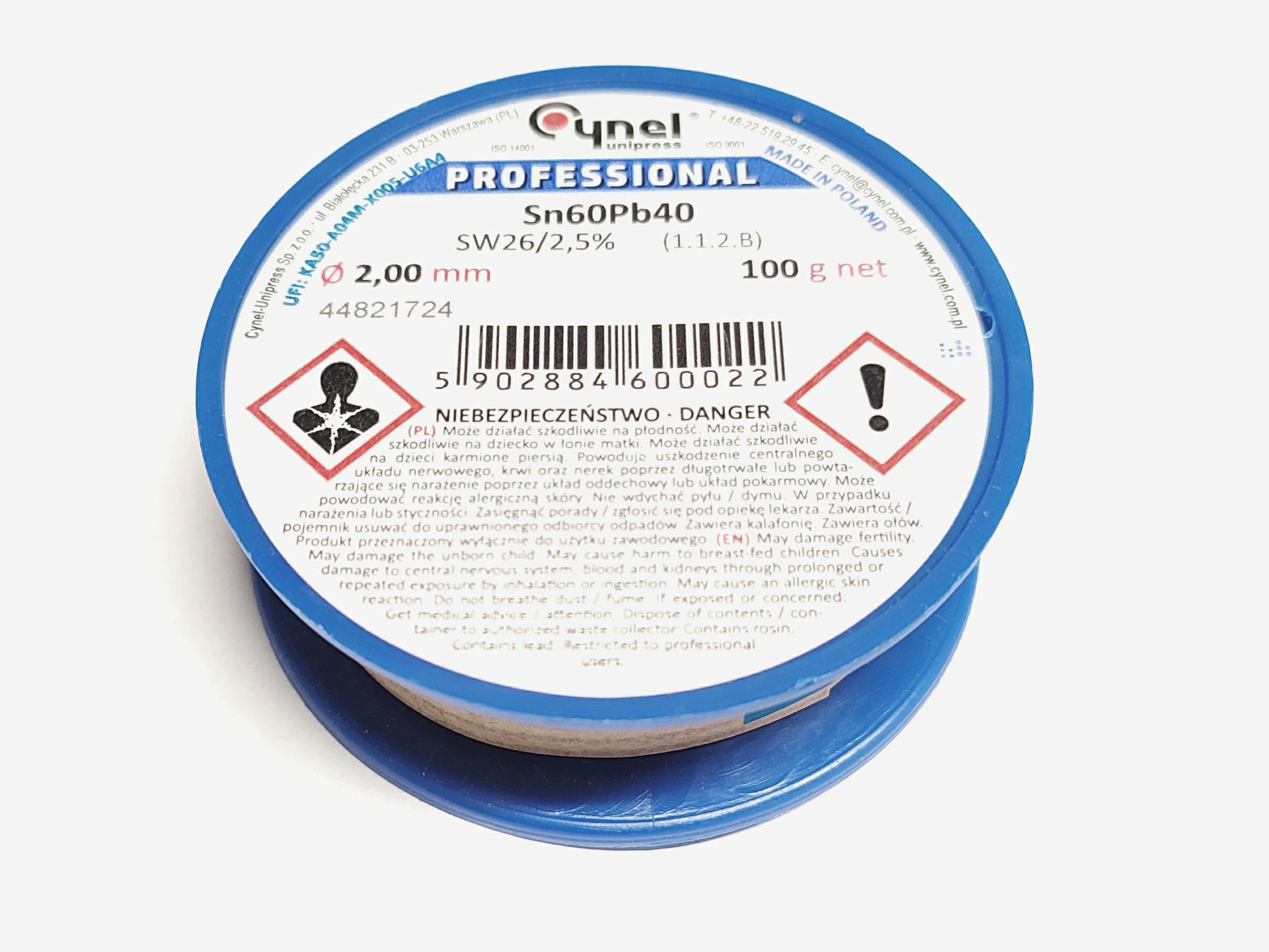 Cyna na szpuli 2,0mm 100g Cynel
