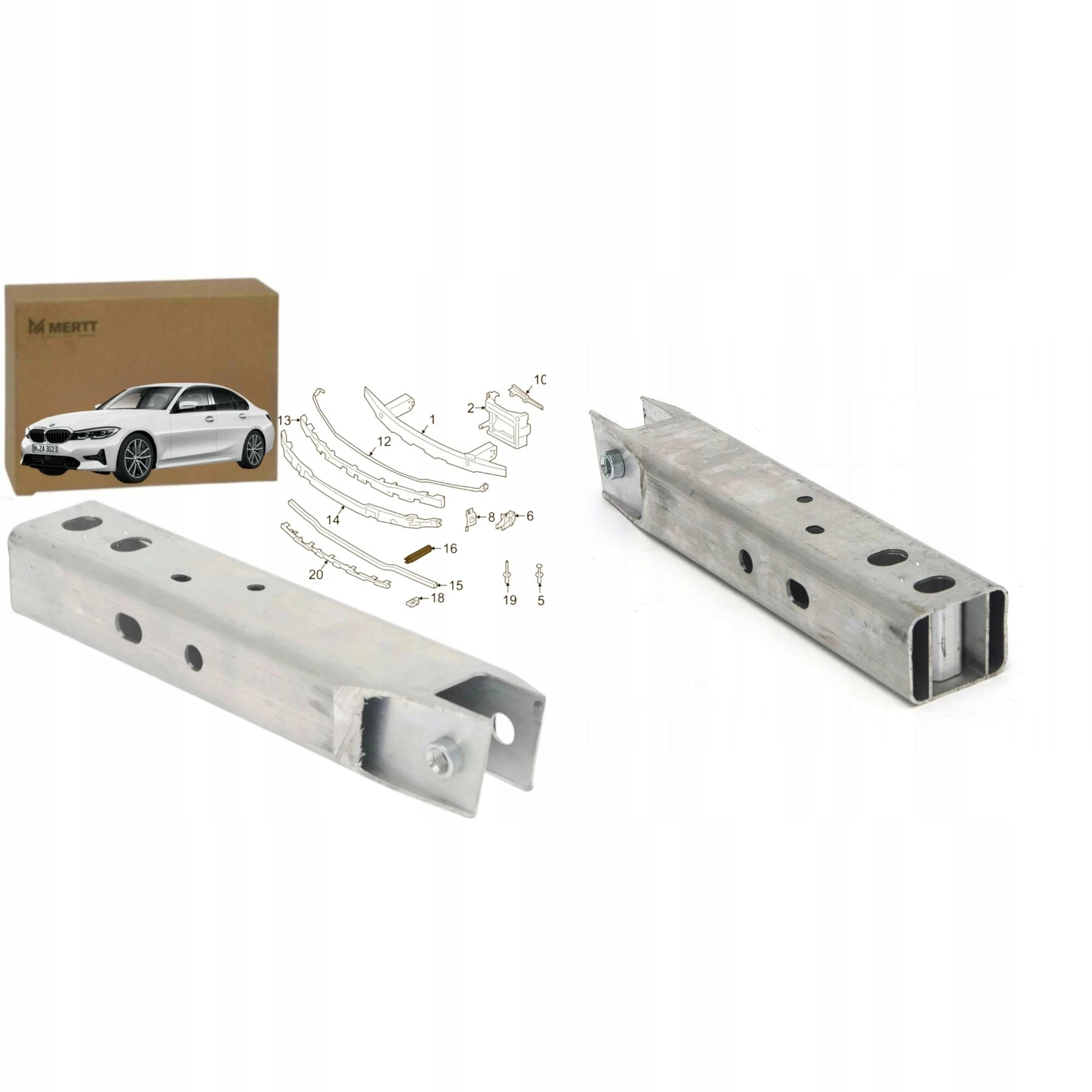 Bmw 3 G20 G21 Zóna rozdrcení Spodního Nosníku Nárazníku Předního Pásu Komplet