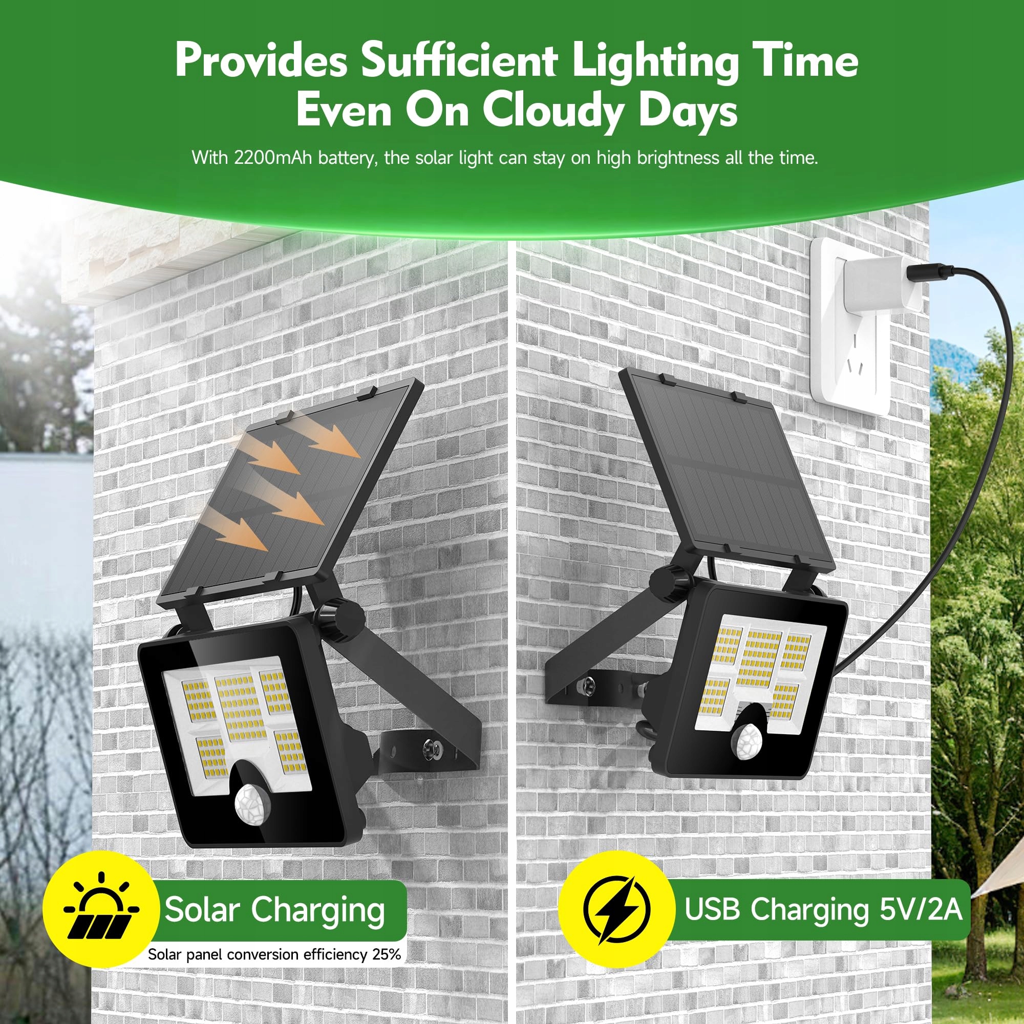 Lampa Solarna Z Czujnikiem Ruchu Ogrodowa Bezpieczna 122 LED IP65 OHAYORI — miniatura 7
