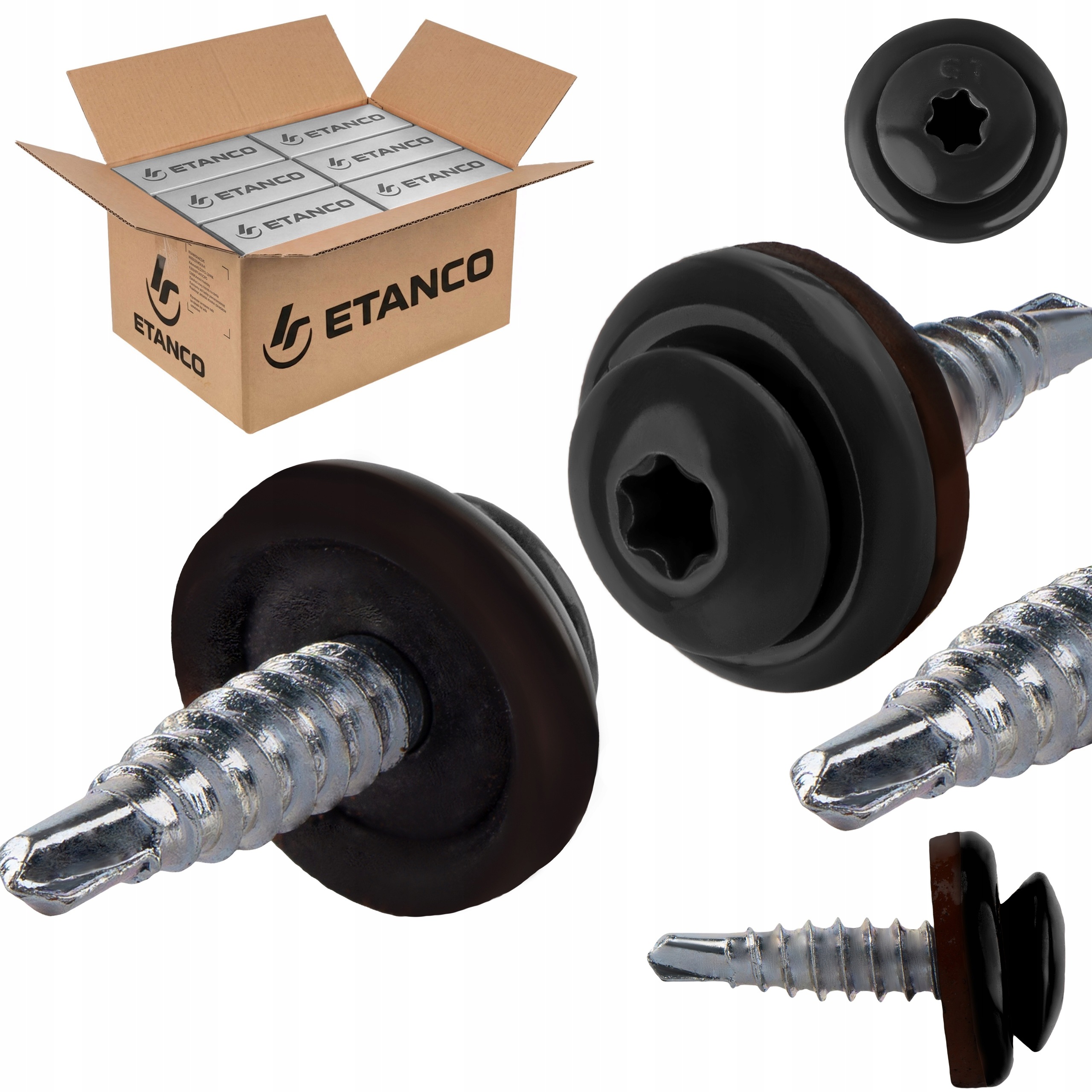 Farmářské vruty Torx 4,8x20 mm Ral 9005 1500 ks do plechu Etanco Gtf 02P