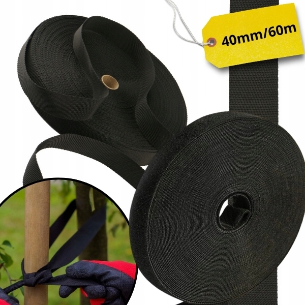MOCNA TAŚMA DO MOCOWANIA WIĄZANIA PODWIĄZYWANIA DRZEW ROŚLIN 40mm/60m.