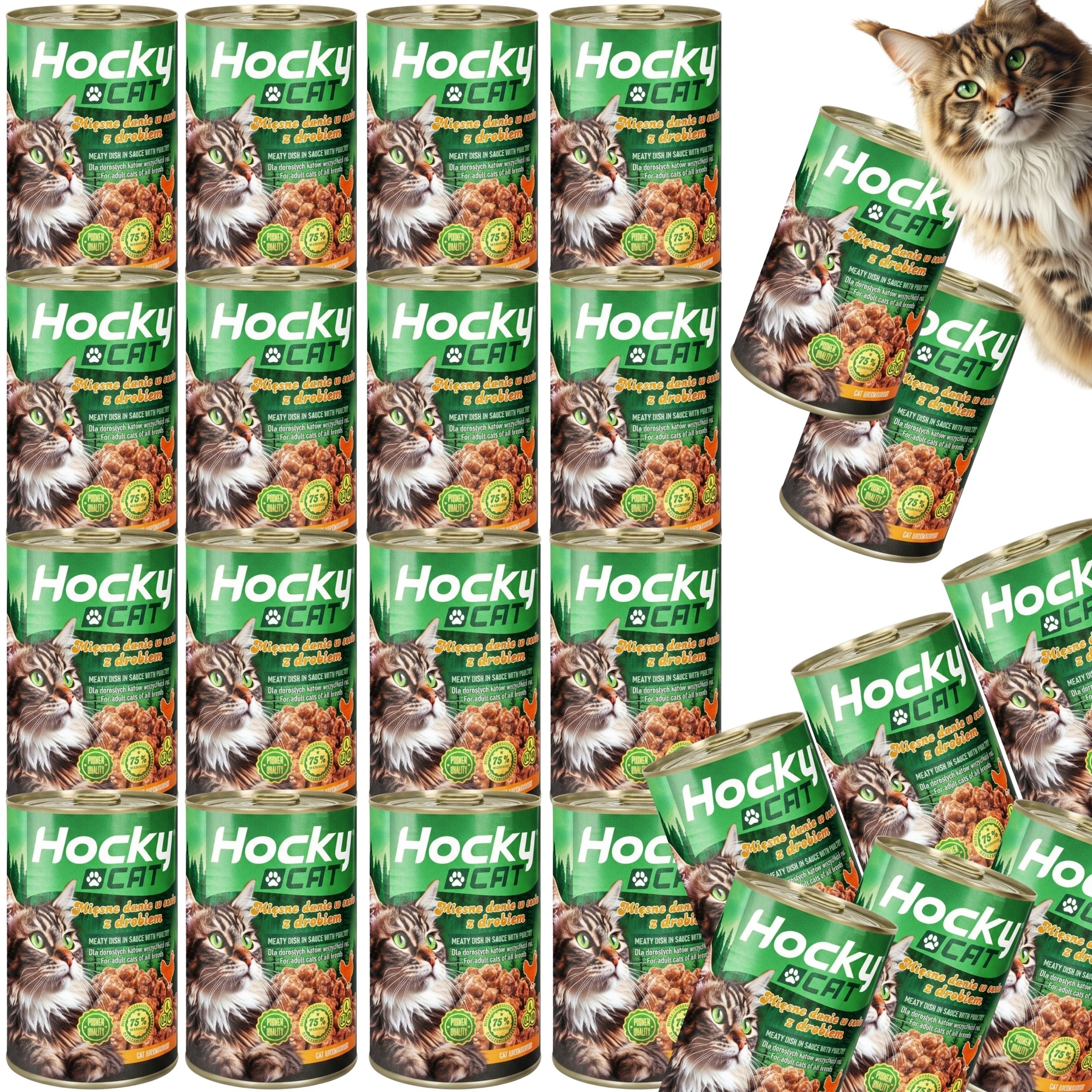 Levně Mokré Krmivo Pro Kočky Plechovka Hocky Masové Jídlo V Omáčce S Drůbežím Masem 24x415G