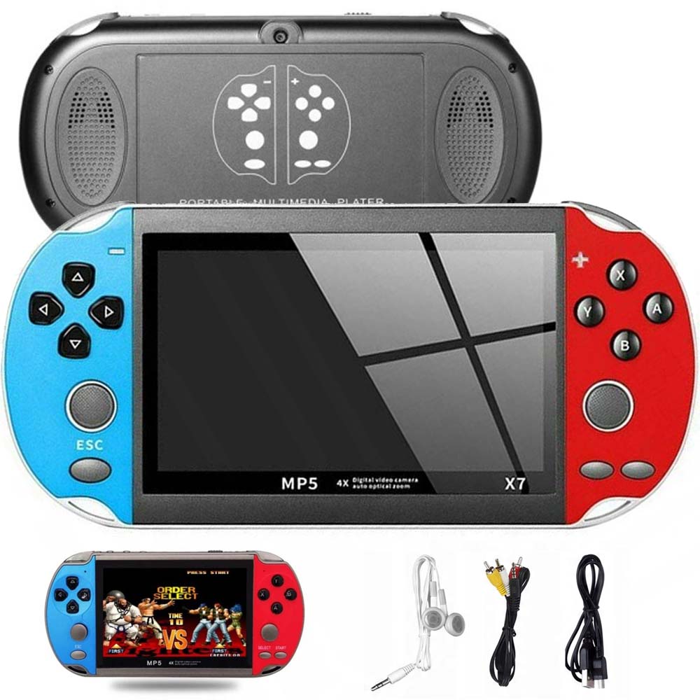 Mini Konsola Przenośna X7 43 Cala Ekran 8GB Pamięci Gry Retro Niebieska