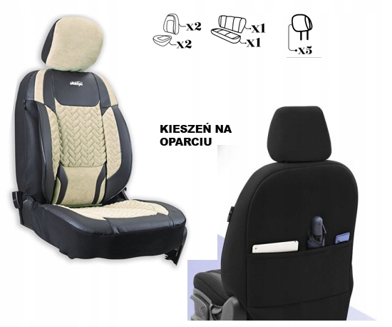 FORD B-MAX C-MAX FIESTA FOCUS POKROWCE NA FOTELE SAMOCHODOWE Kolor beżowy czarny