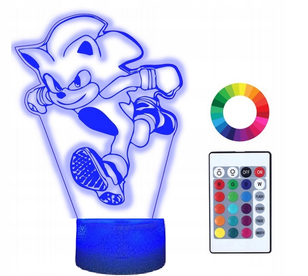 

Lampa 3D Led Usb Sonic Błyskawica Bajka